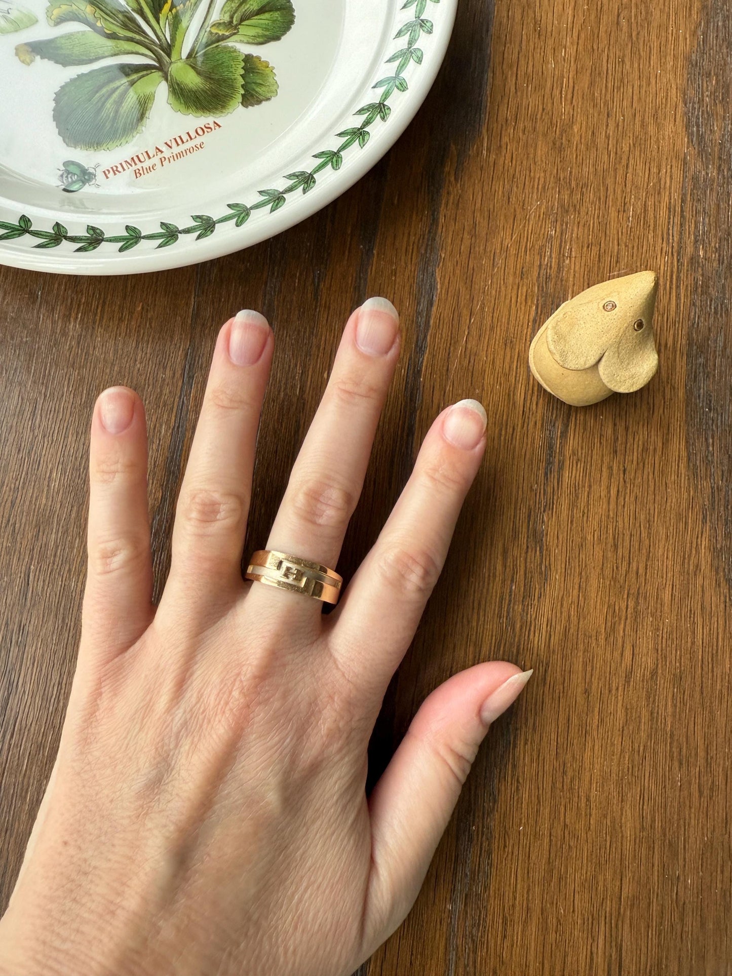 Vintage LETTER H Initial Signet Ring Chunky French 6.2g 18k Gold Geometric Linear Man Cigar Band Unisex Art Deco Antique