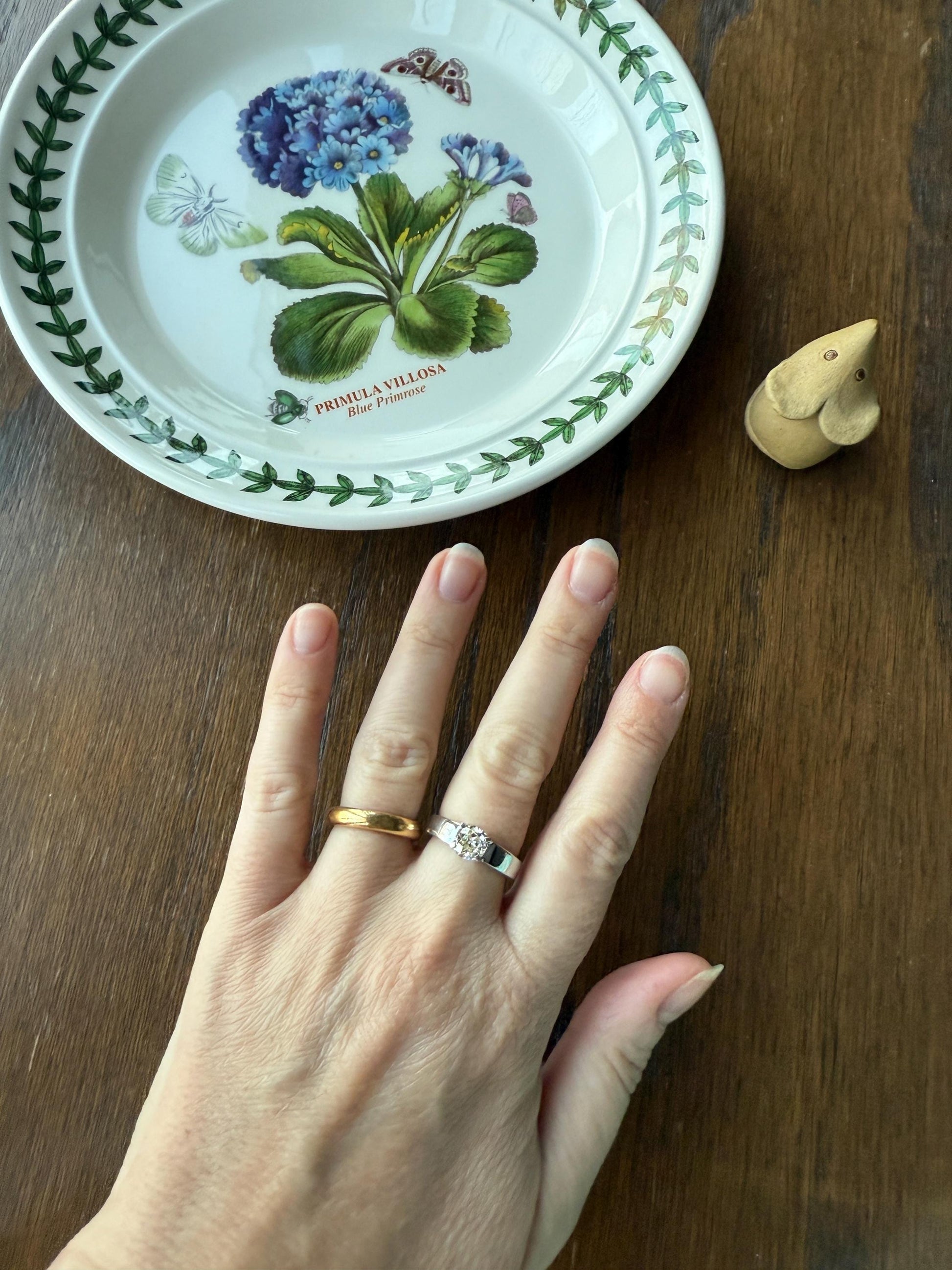 Vintage One Carat Antique Old Mine Cut DIAMOND Ring Stacker Band 7.7g 18k White Gold Solitaire Geometric Engagement 1Ctw OmC
