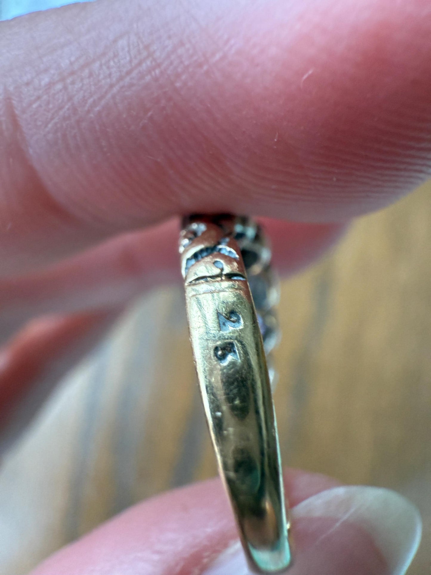 Chunky 2 Carats Old Mine Cut DIAMOND Five Stone Stacker Band Early Victorian Open Back Antique 18k Gold Silver Collet Georgian Stacker OMC