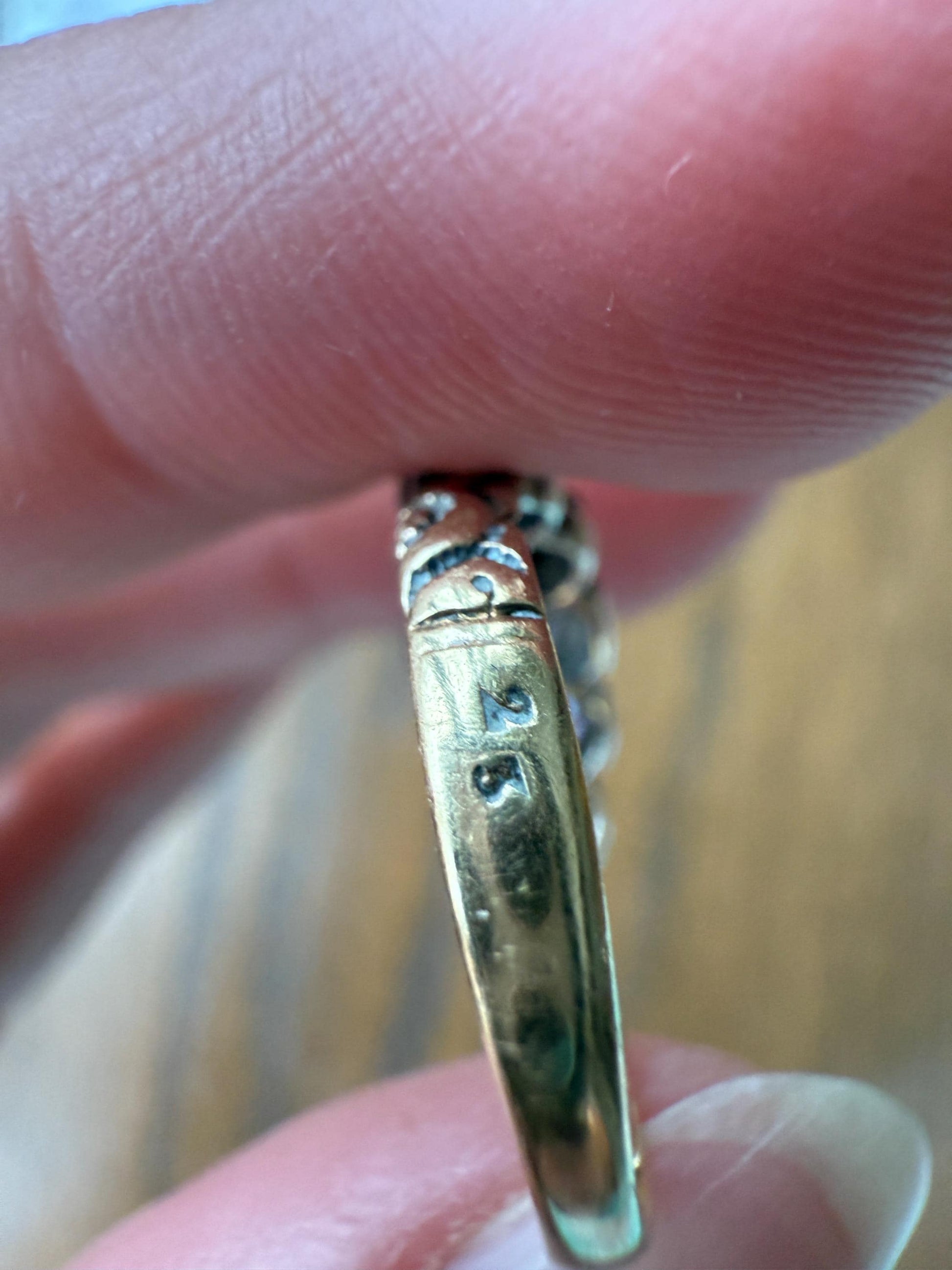 Chunky 2 Carats Old Mine Cut DIAMOND Five Stone Stacker Band Early Victorian Open Back Antique 18k Gold Silver Collet Georgian Stacker OMC