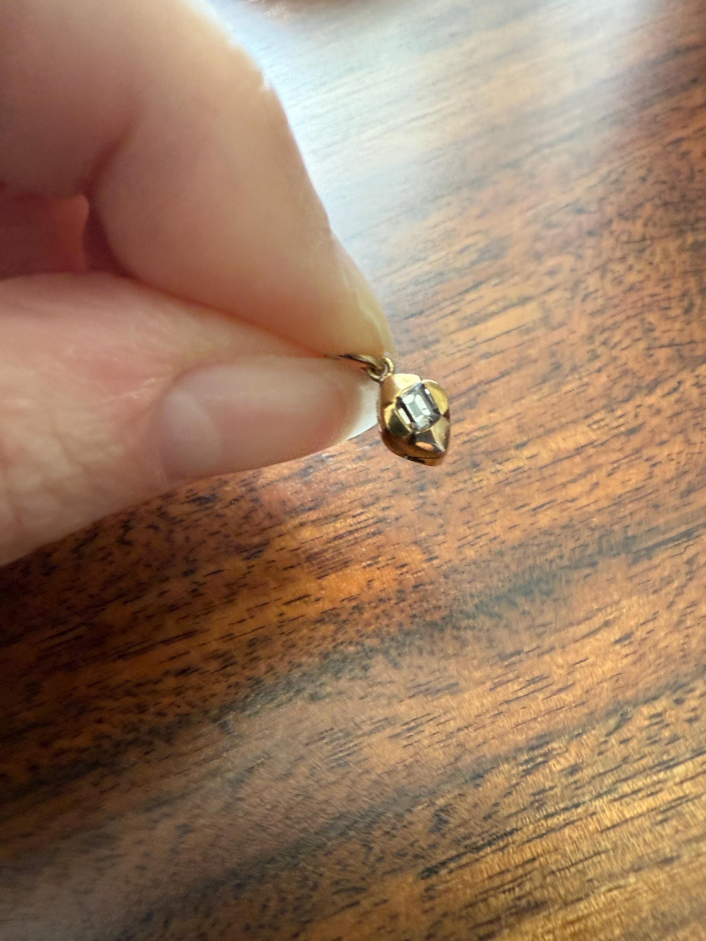 GEORGIAN Era Table Cut DIAMOND Eye Clean Teensiest Tiniest Pendant 18k Gold Pie Crust Bracelet or Necklace Charm Dainty Minimalist Drop