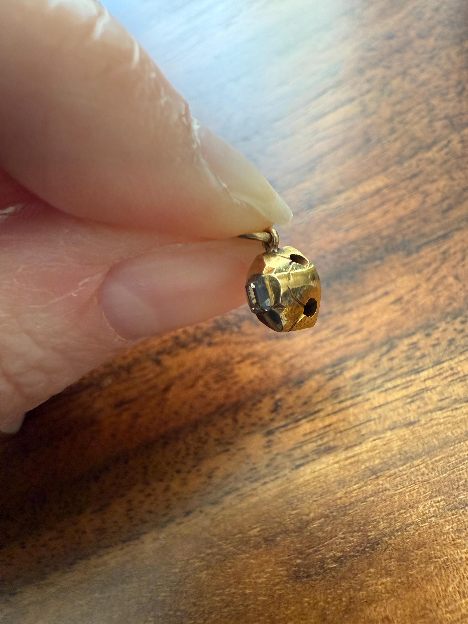 GEORGIAN Era Table Cut DIAMOND Eye Clean Teensiest Tiniest Pendant 18k Gold Pie Crust Bracelet or Necklace Charm Dainty Minimalist Drop