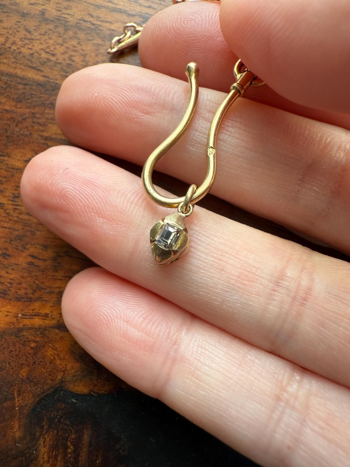 GEORGIAN Era Table Cut DIAMOND Eye Clean Teensiest Tiniest Pendant 18k Gold Pie Crust Bracelet or Necklace Charm Dainty Minimalist Drop