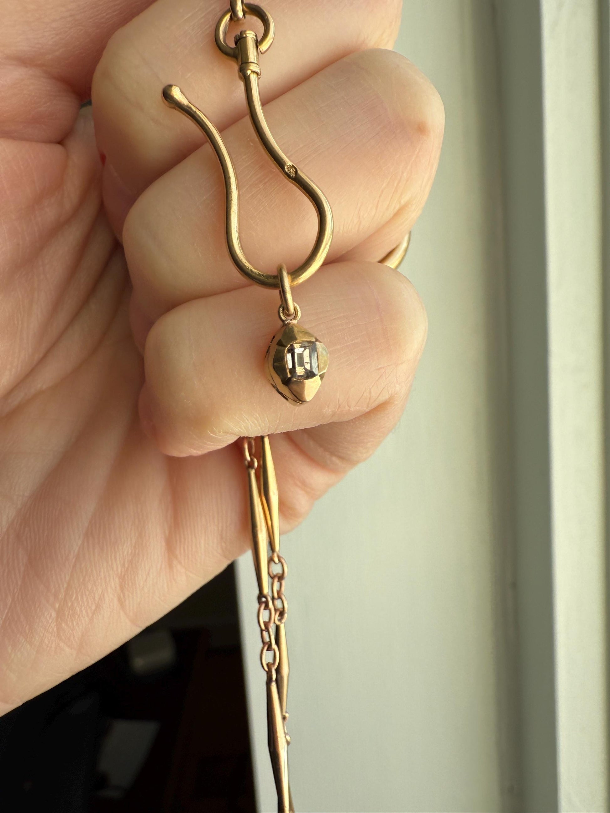 GEORGIAN Era Table Cut DIAMOND Eye Clean Teensiest Tiniest Pendant 18k Gold Pie Crust Bracelet or Necklace Charm Dainty Minimalist Drop