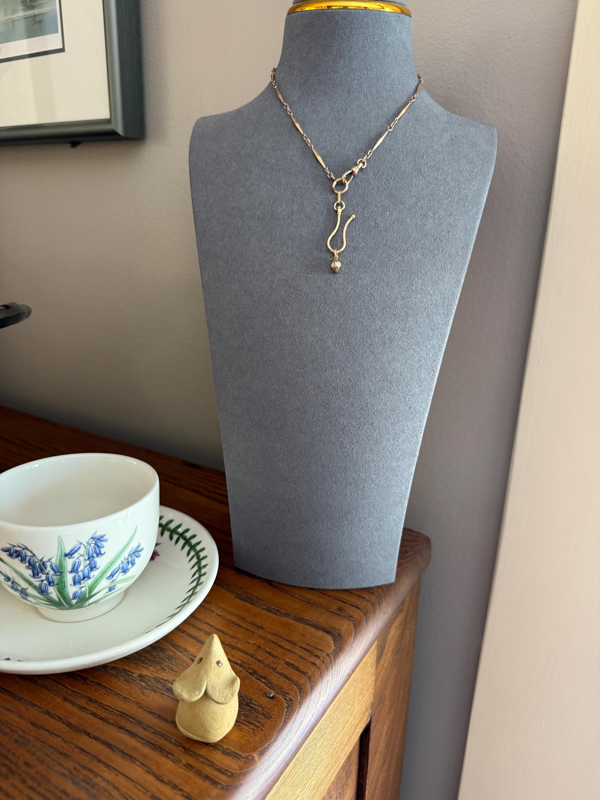 GEORGIAN Era Table Cut DIAMOND Eye Clean Teensiest Tiniest Pendant 18k Gold Pie Crust Bracelet or Necklace Charm Dainty Minimalist Drop