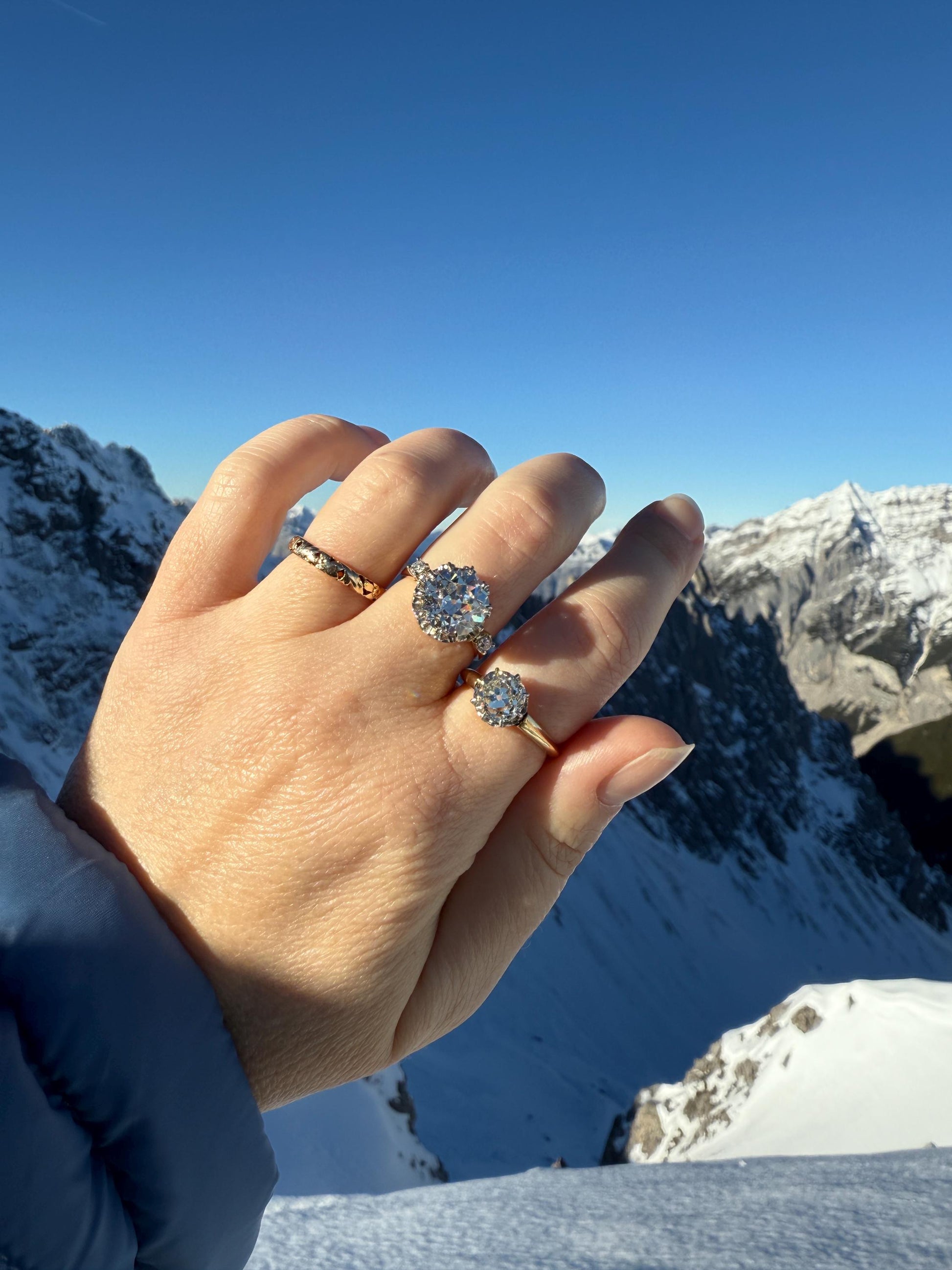 Special French Original Antique 4.07 CARAT Natural Old European Cut DIAMOND Eye Clean Solitaire Engagement Ring 18k Rosy Gold Platinum