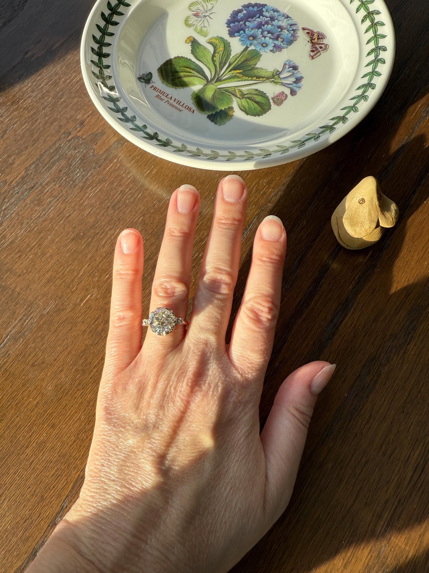 Special French Original Antique 4.07 CARAT Natural Old European Cut DIAMOND Eye Clean Solitaire Engagement Ring 18k Rosy Gold Platinum