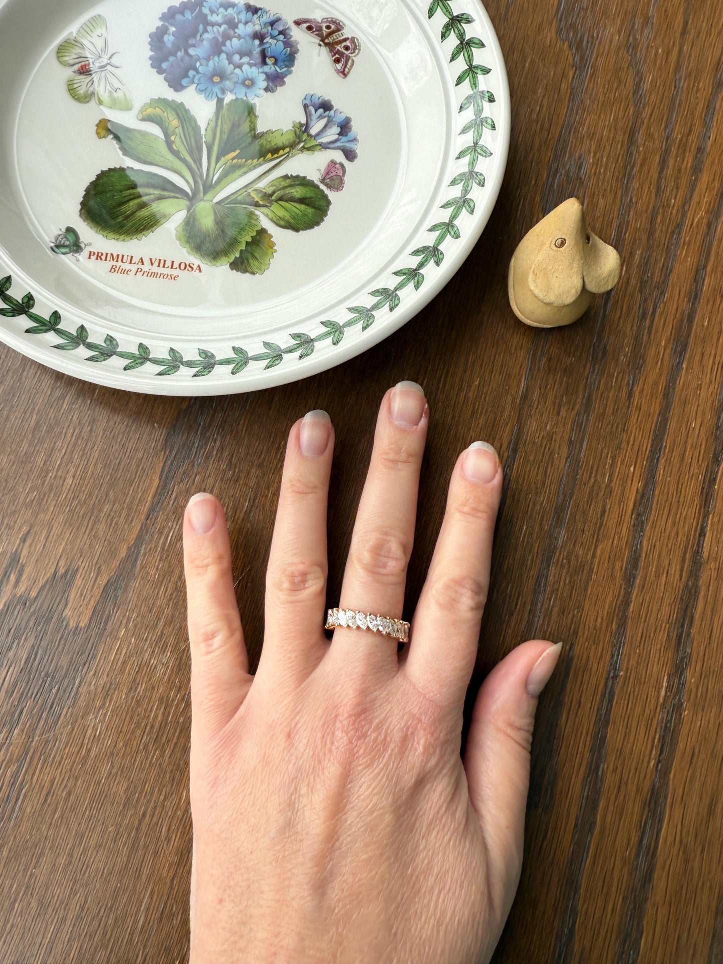 Vintage Two Carats Marquise Navette Cut DIAMOND Full Eternity Hoop Ring 18k Gold French Band Asymmetrical Angled Stacker