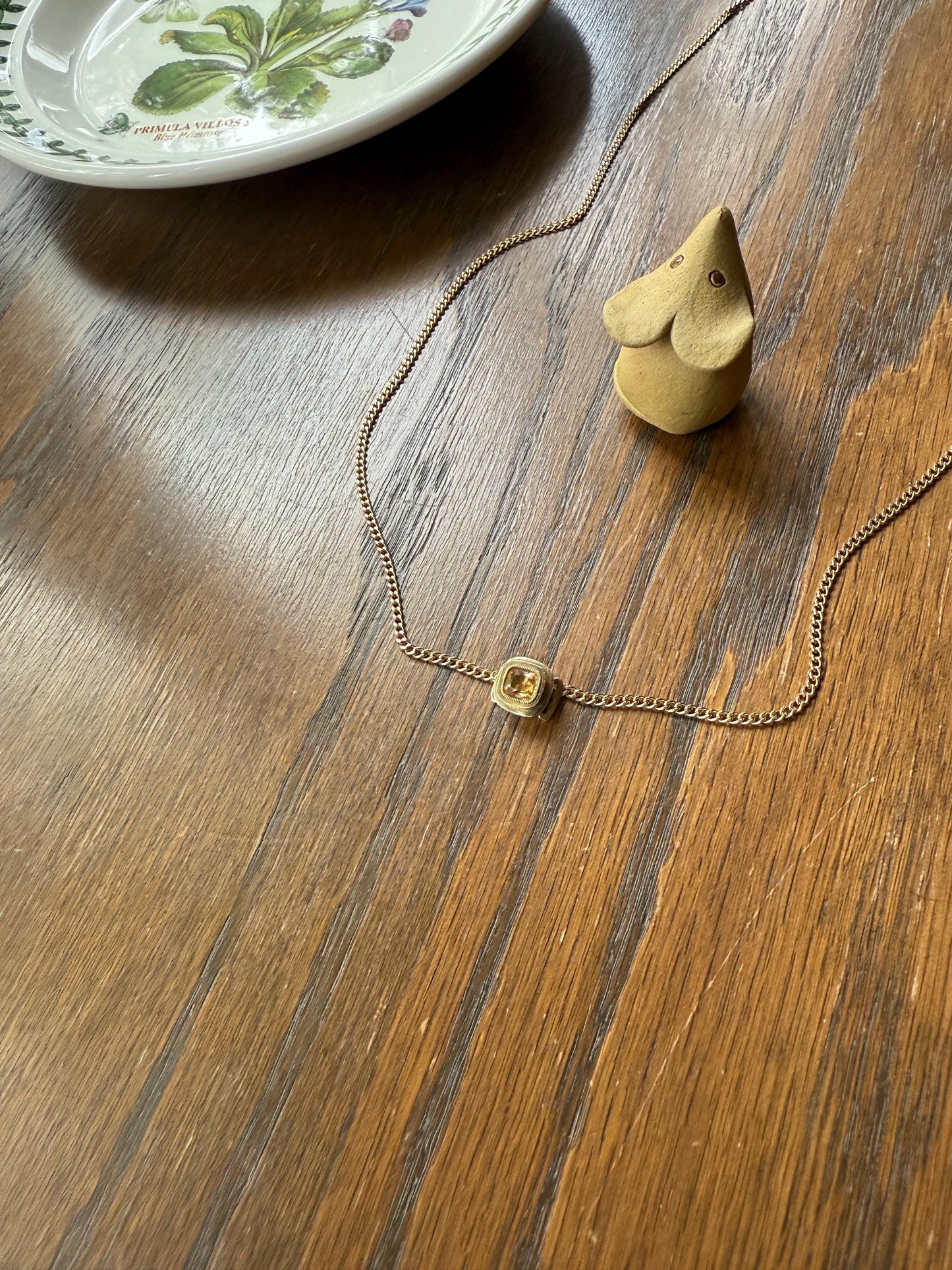 Antique Old Cut CITRINE Georgian Era Clasp Extender Connector 10k 14k Gold Yellow Geometric Victorian Necklace Bracelet Parts Findings