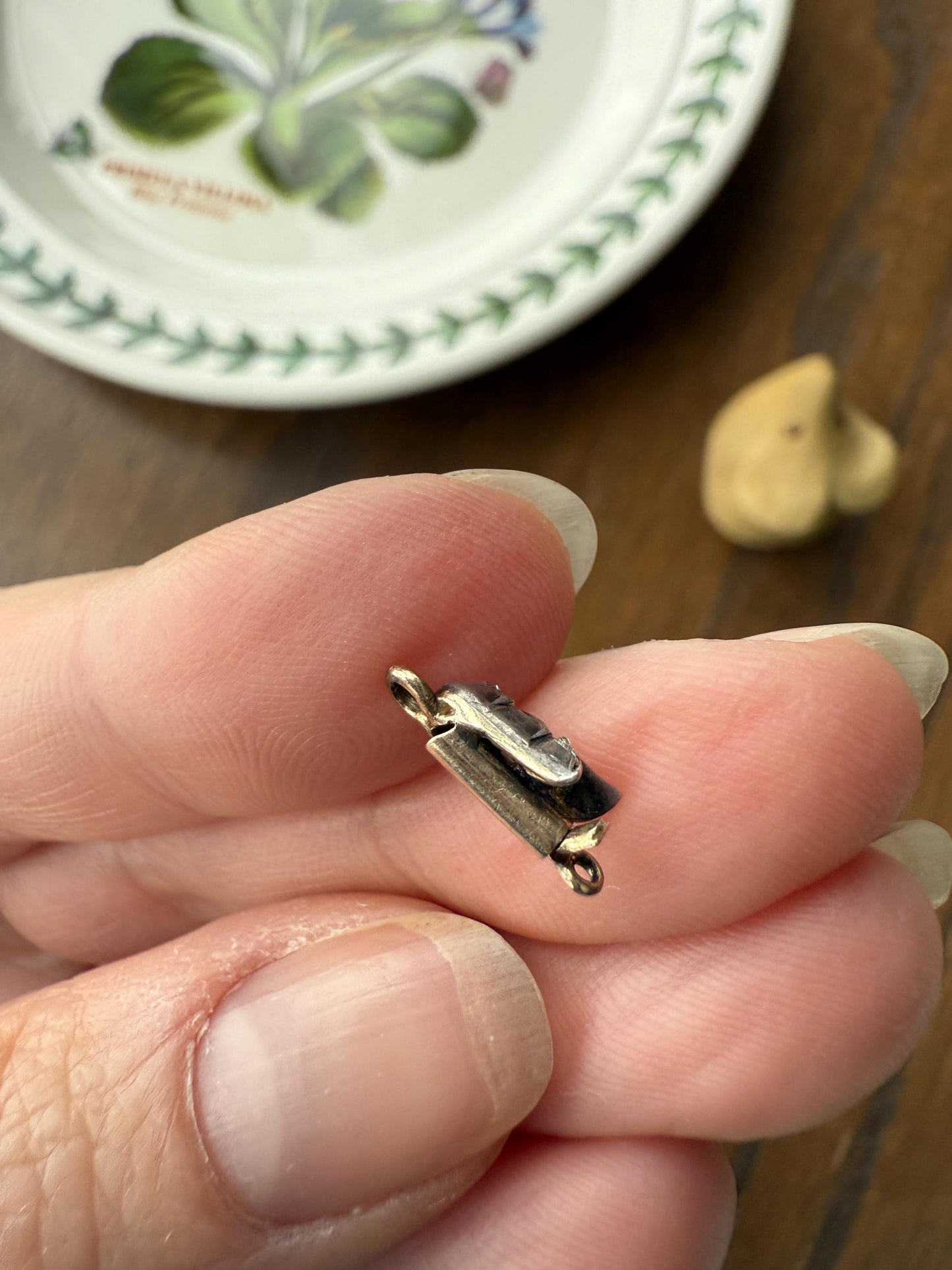 Teensy Tiny TULIP Antique Georgian Era Clasp Extender Connector 14k Gold Old Mine Rose Cut Diamond Silver Figural Necklace Bracelet Parts