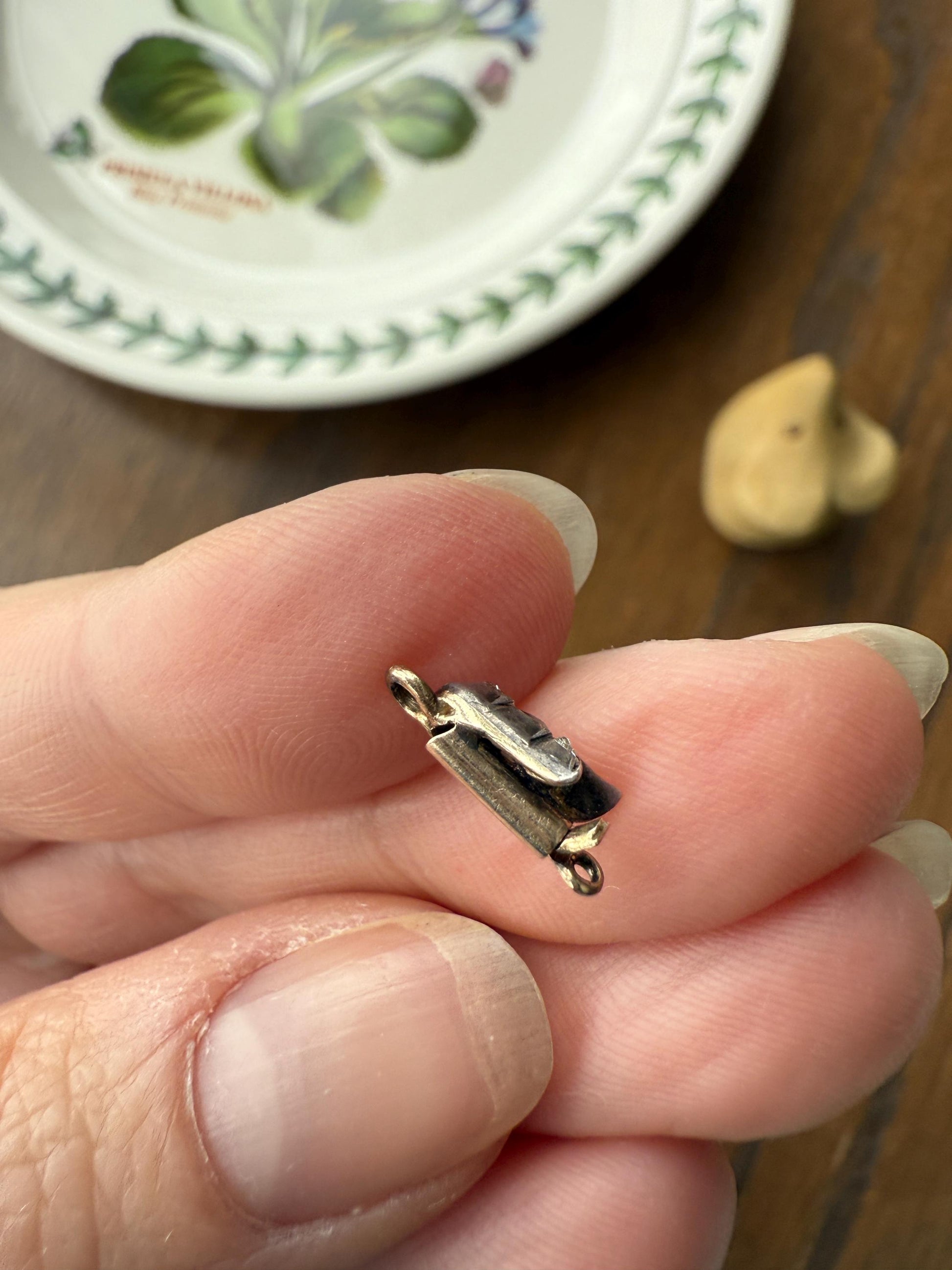 Teensy Tiny TULIP Antique Georgian Era Clasp Extender Connector 14k Gold Old Mine Rose Cut Diamond Silver Figural Necklace Bracelet Parts