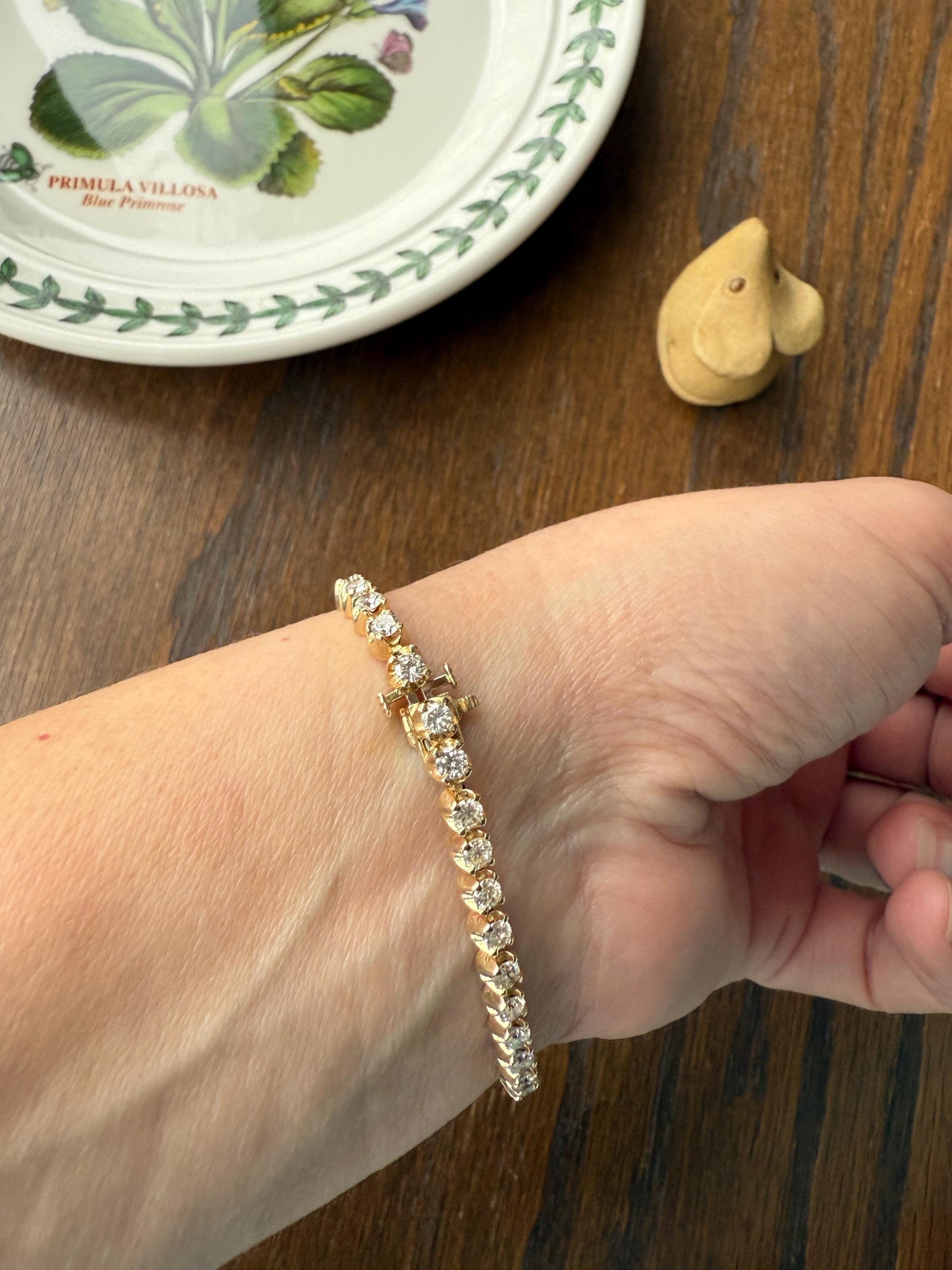 Vintage 3.5 CARAT Natural DIAMOND Tennis Bracelet Line Eternity 14k Yellow Gold Solid 43 Stones