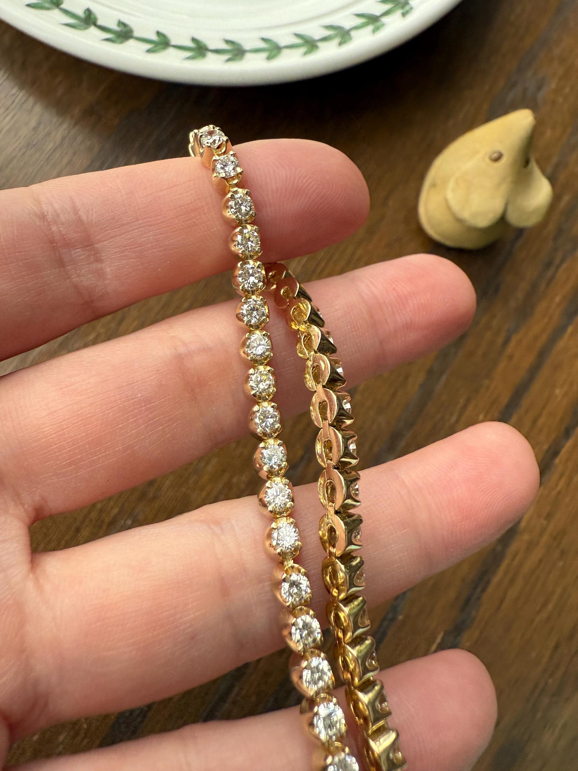 Vintage 3.5 CARAT Natural DIAMOND Tennis Bracelet Line Eternity 14k Yellow Gold Solid 43 Stones