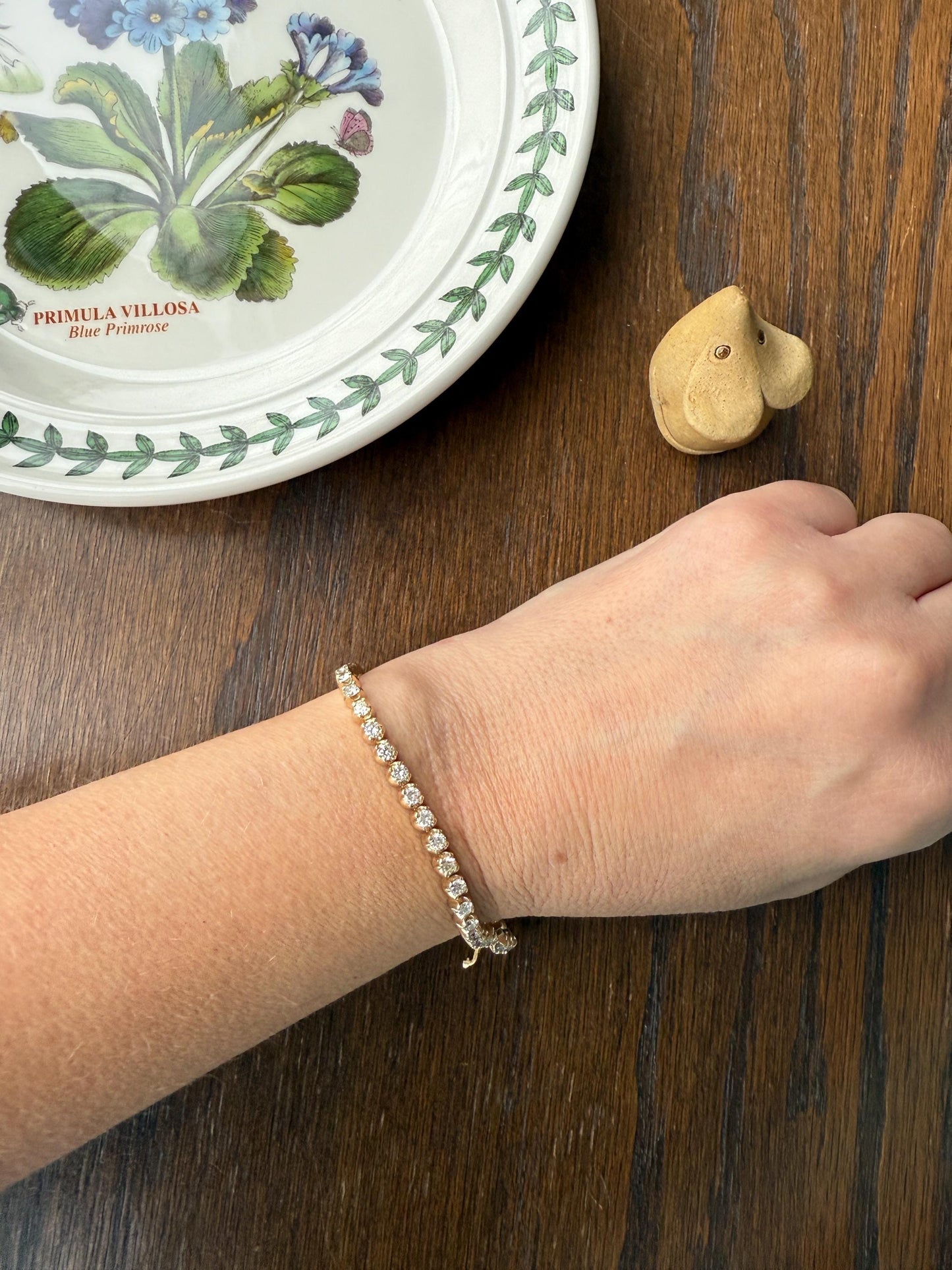 Vintage 3.5 CARAT Natural DIAMOND Tennis Bracelet Line Eternity 14k Yellow Gold Solid 43 Stones