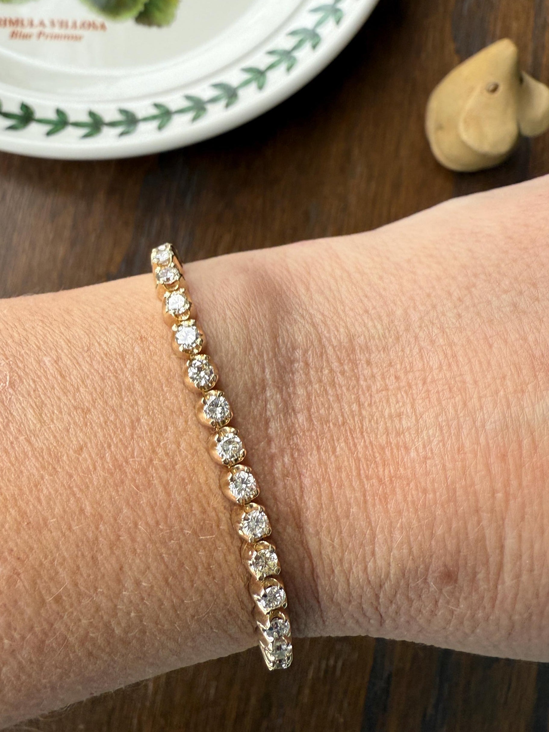 Vintage 3.5 CARAT Natural DIAMOND Tennis Bracelet Line Eternity 14k Yellow Gold Solid 43 Stones
