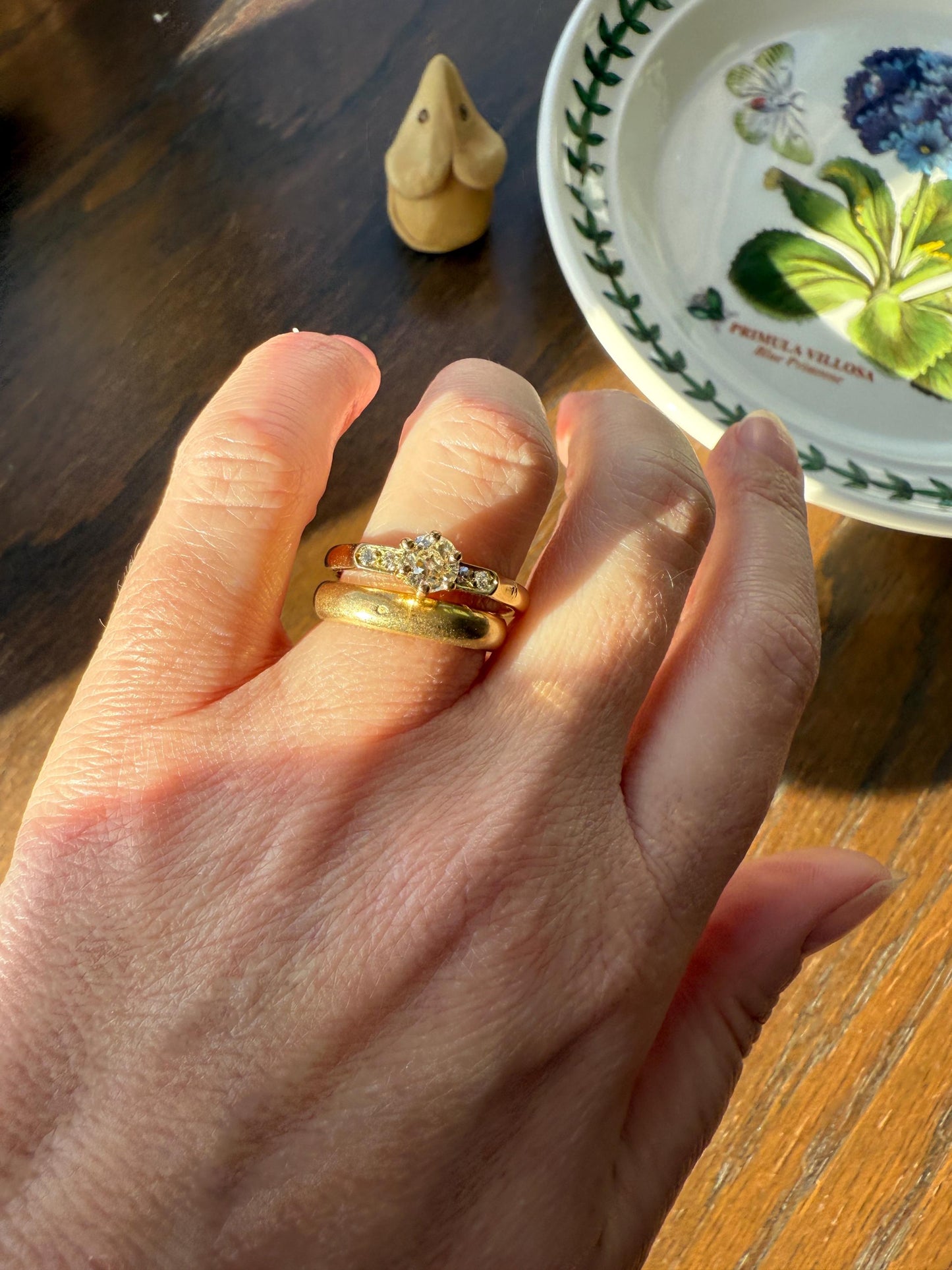 Classic Antique .6 Carat Old Mine Cut Diamond Solitaire & Accents 18k Gold French Victorian Engagement Ring Band Minimalist Stacker OMC