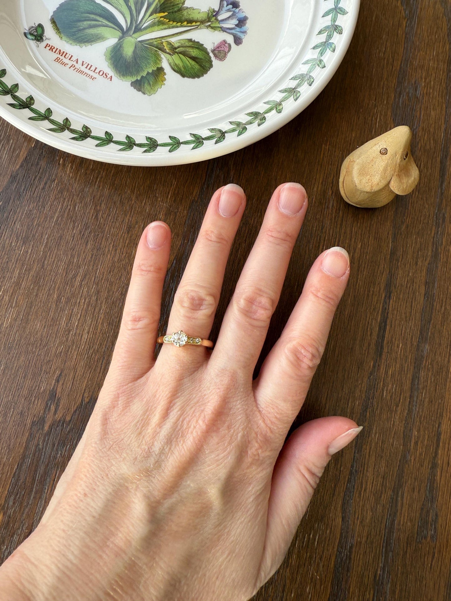 Classic Antique .6 Carat Old Mine Cut Diamond Solitaire & Accents 18k Gold French Victorian Engagement Ring Band Minimalist Stacker OMC