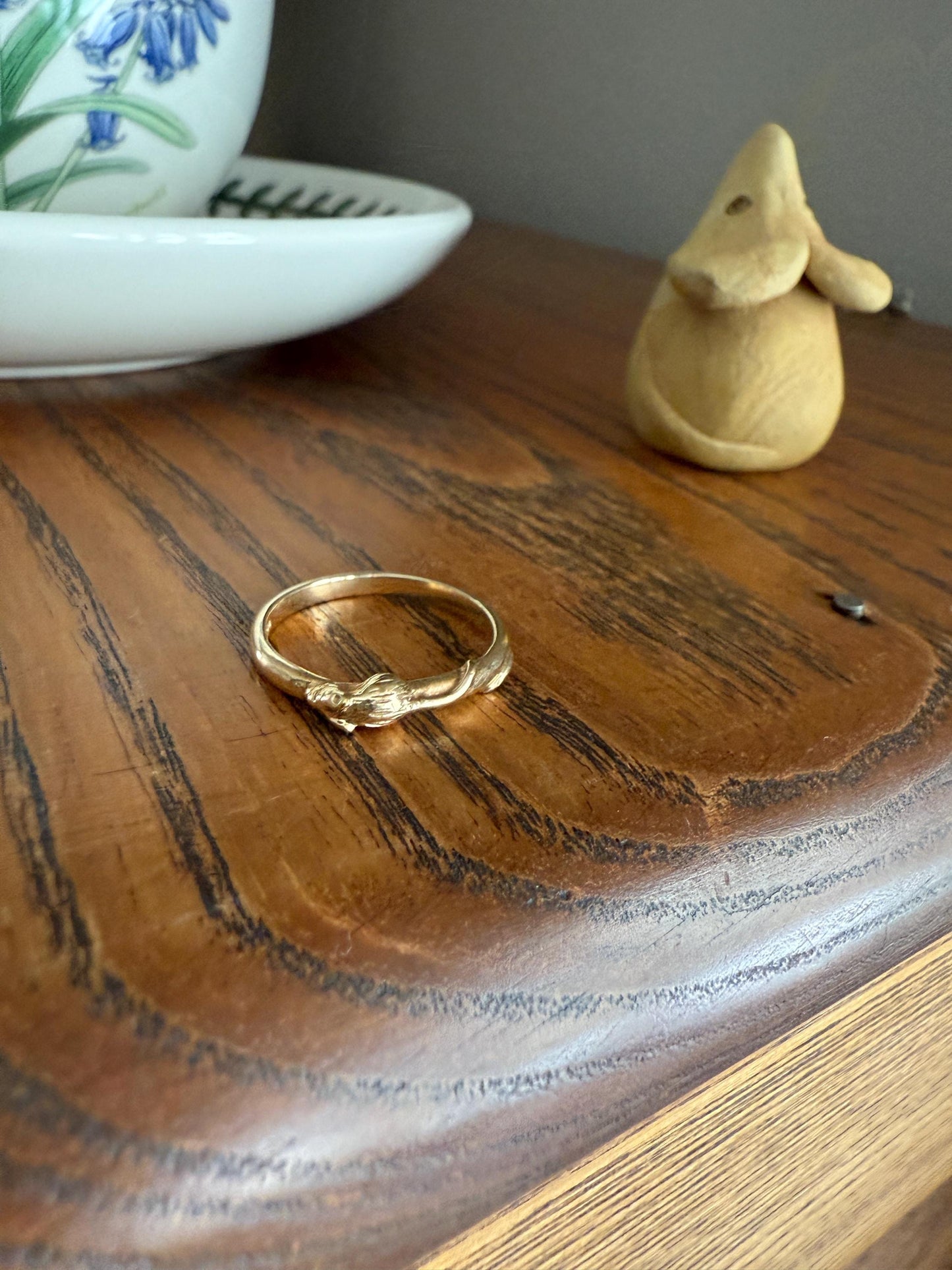 A Mouse from Mouse's House Figural 9k Gold Solid Band Stacker Ring Victorian Style Animal Jewelry Personal Collection Release : )