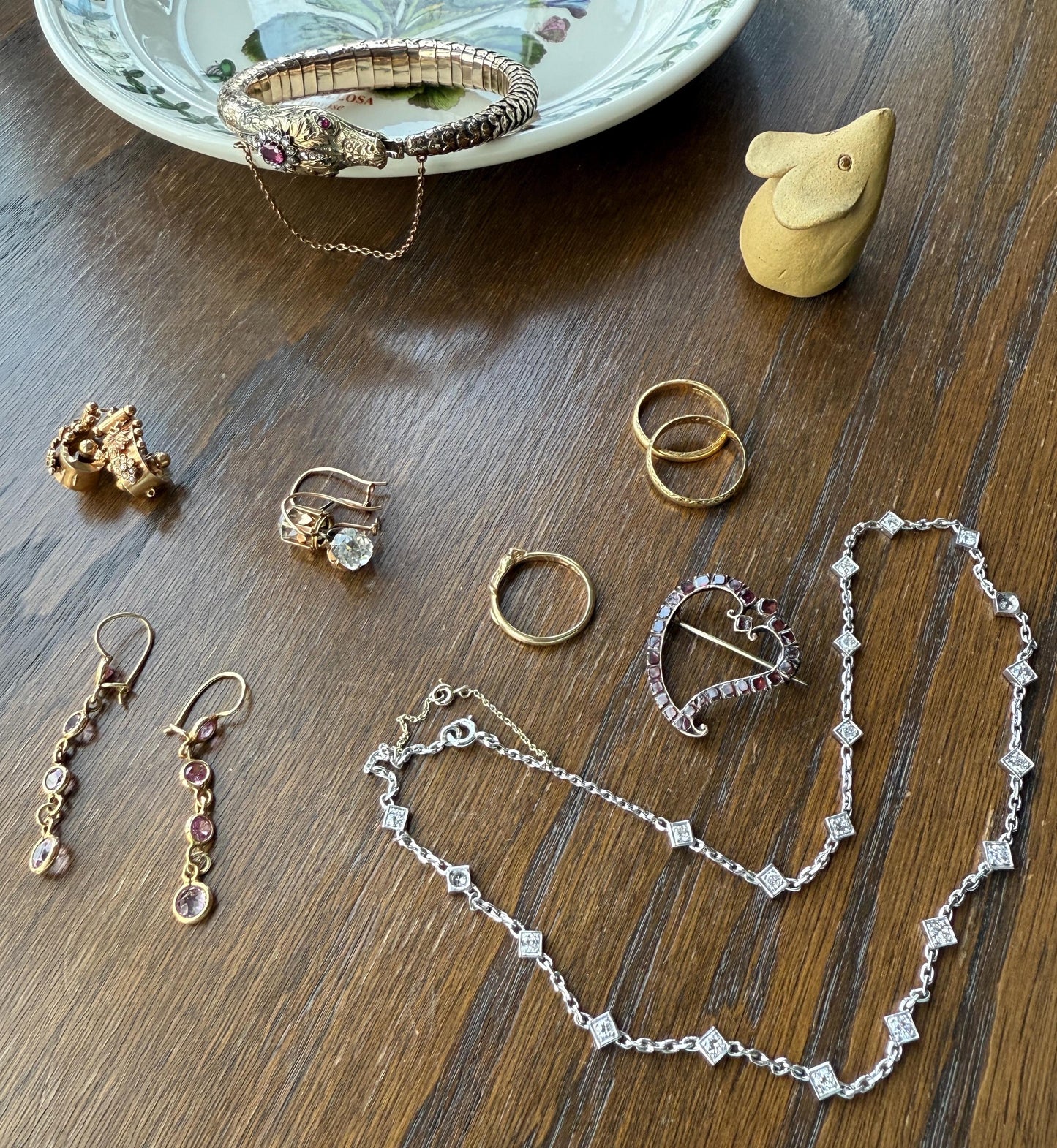 A Mouse from Mouse's House Figural 9k Gold Solid Band Stacker Ring Victorian Style Animal Jewelry Personal Collection Release : )