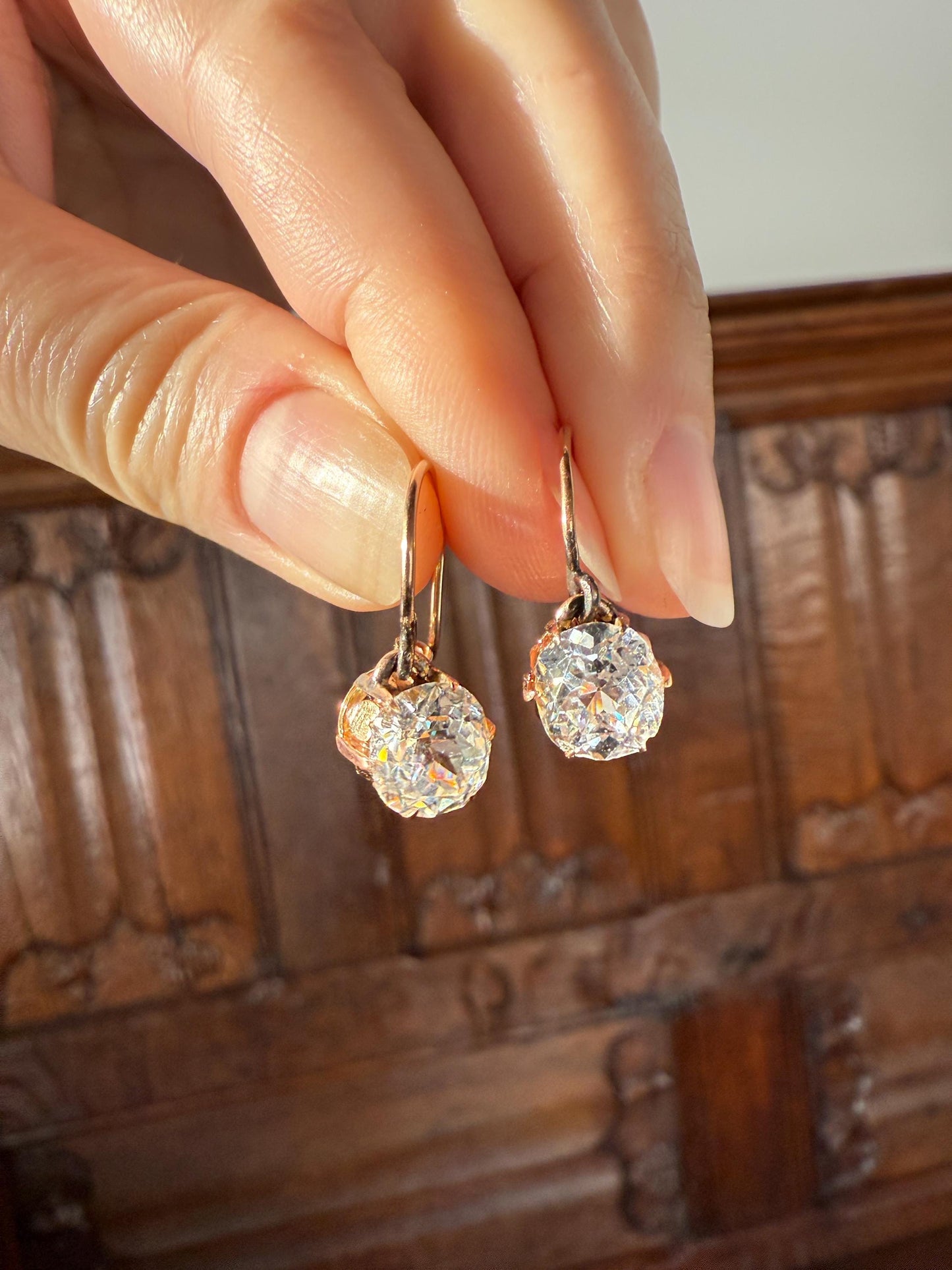 HEARTS 3.3 Carat Super Chunky Old Cut Paste Dangle Earrings 14k Gold Romantic Gift Bridal Something Old Wedding Jewelry Figural