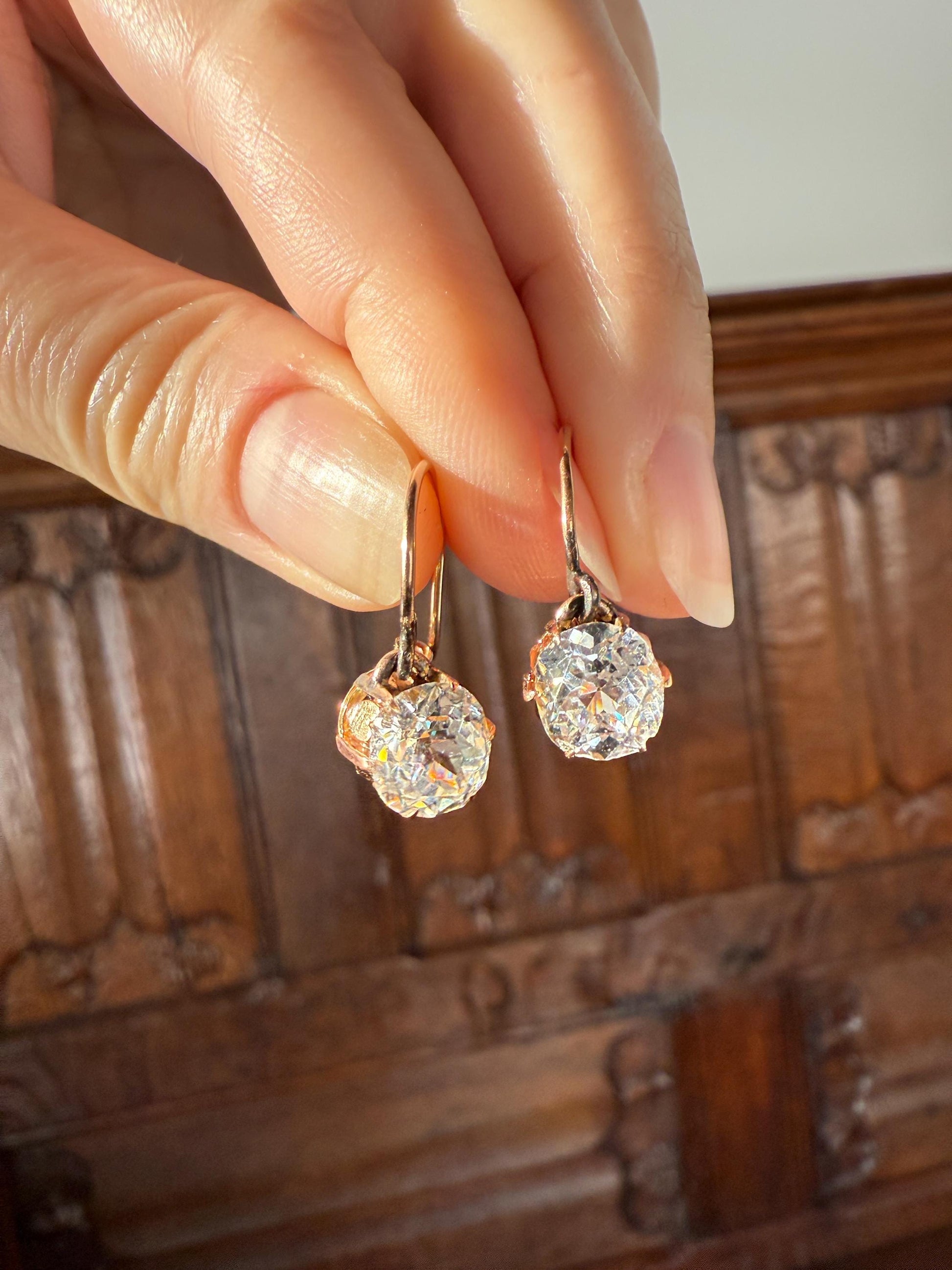 HEARTS 3.3 Carat Super Chunky Old Cut Paste Dangle Earrings 14k Gold Romantic Gift Bridal Something Old Wedding Jewelry Figural