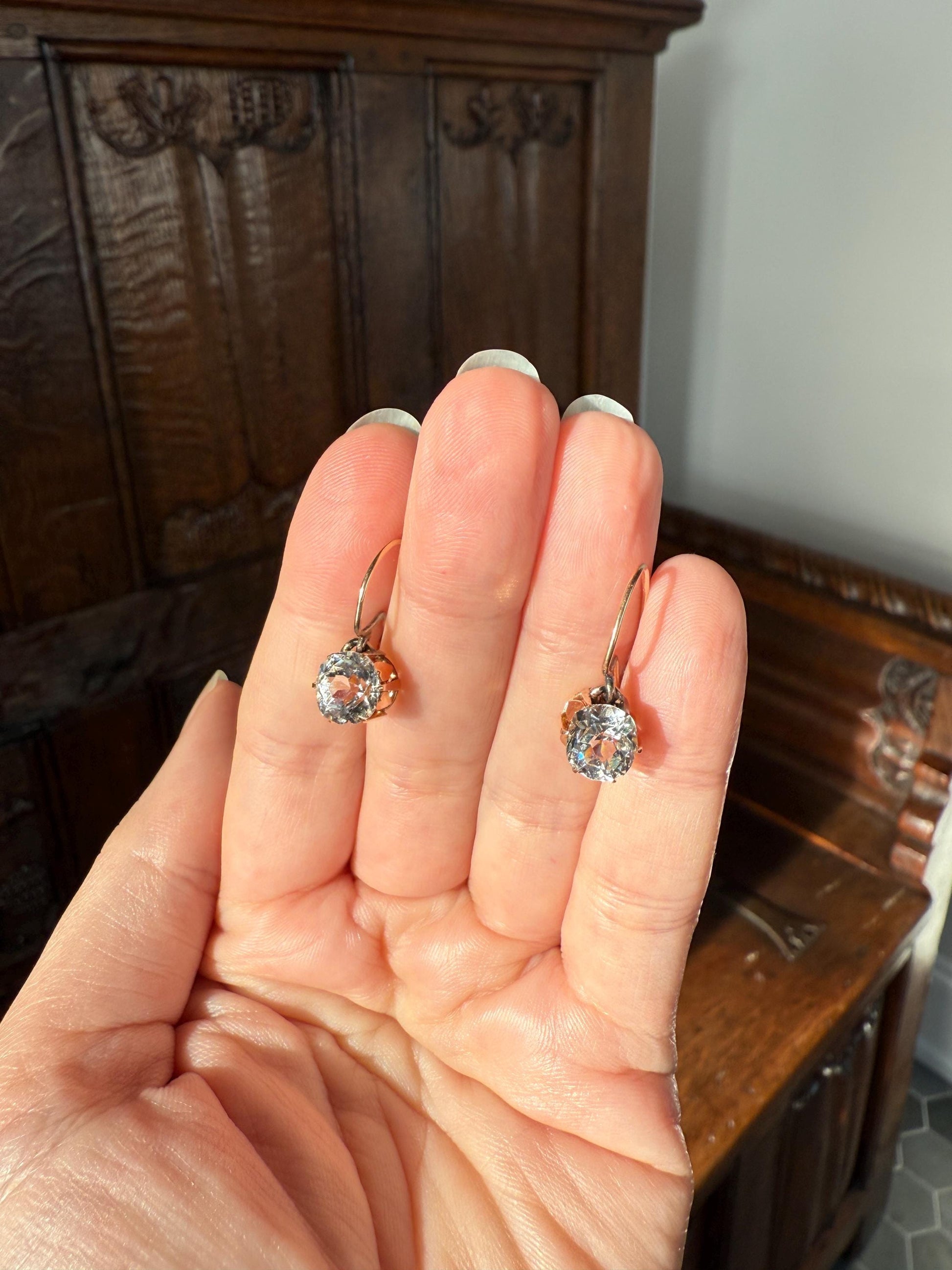 HEARTS 3.3 Carat Super Chunky Old Cut Paste Dangle Earrings 14k Gold Romantic Gift Bridal Something Old Wedding Jewelry Figural