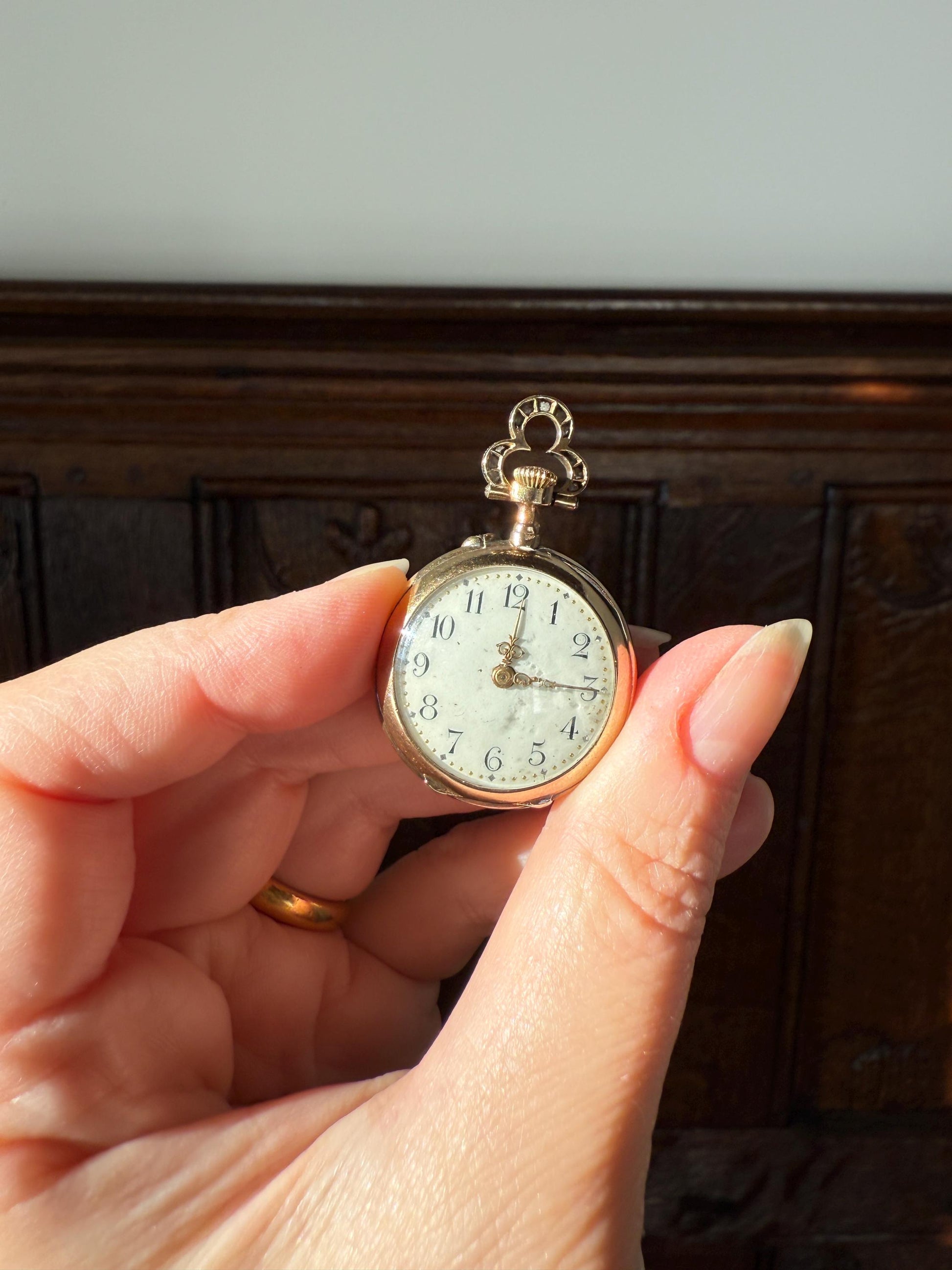 Sparkle Bomb ENTIRELY DIAMOND Encrusted French VICTORIAN Chunky Rose Cut Diamond Antique 18k Gold Silver Pocket Watch Case Pendant Locket