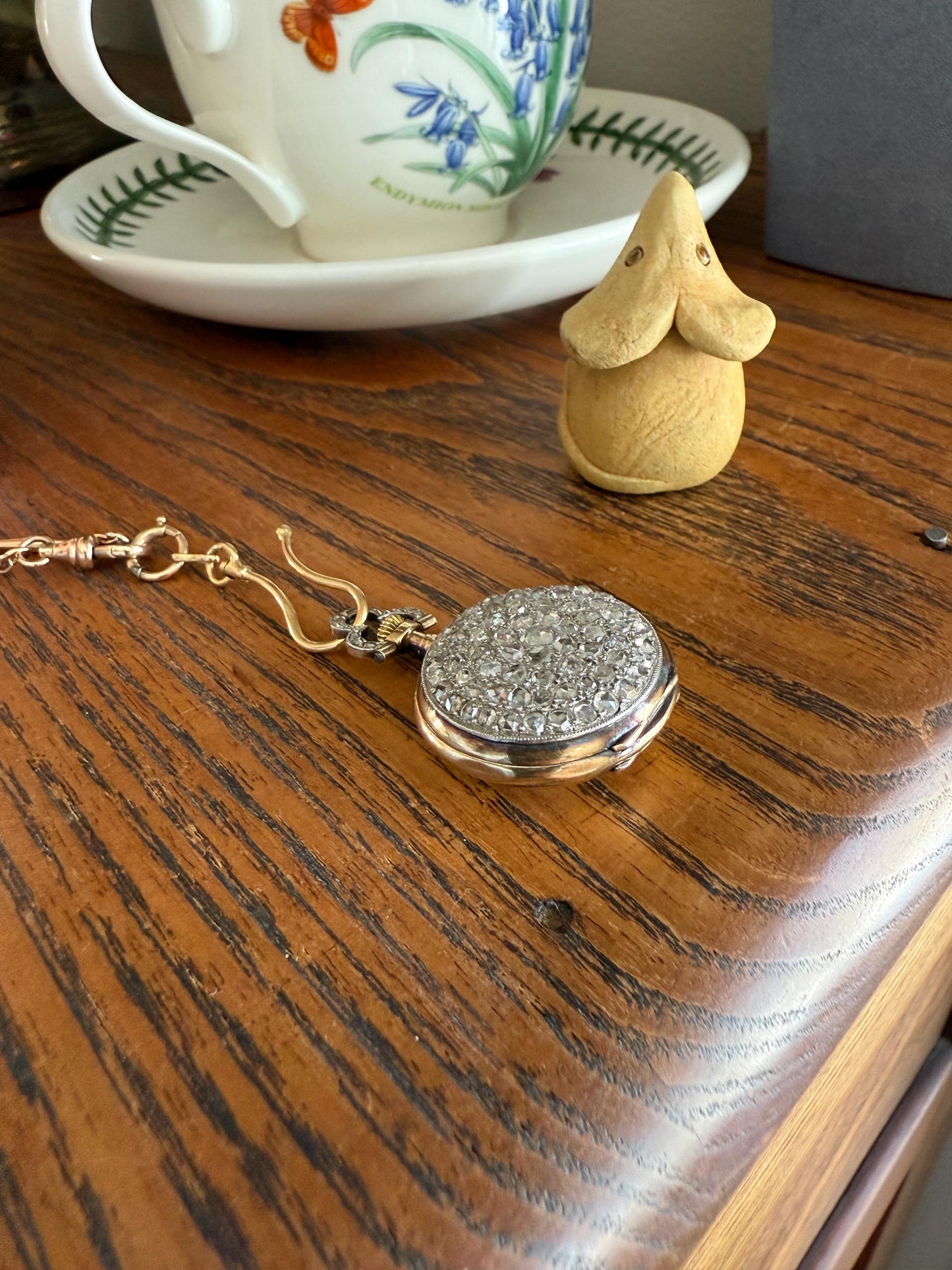 Sparkle Bomb ENTIRELY DIAMOND Encrusted French VICTORIAN Chunky Rose Cut Diamond Antique 18k Gold Silver Pocket Watch Case Pendant Locket