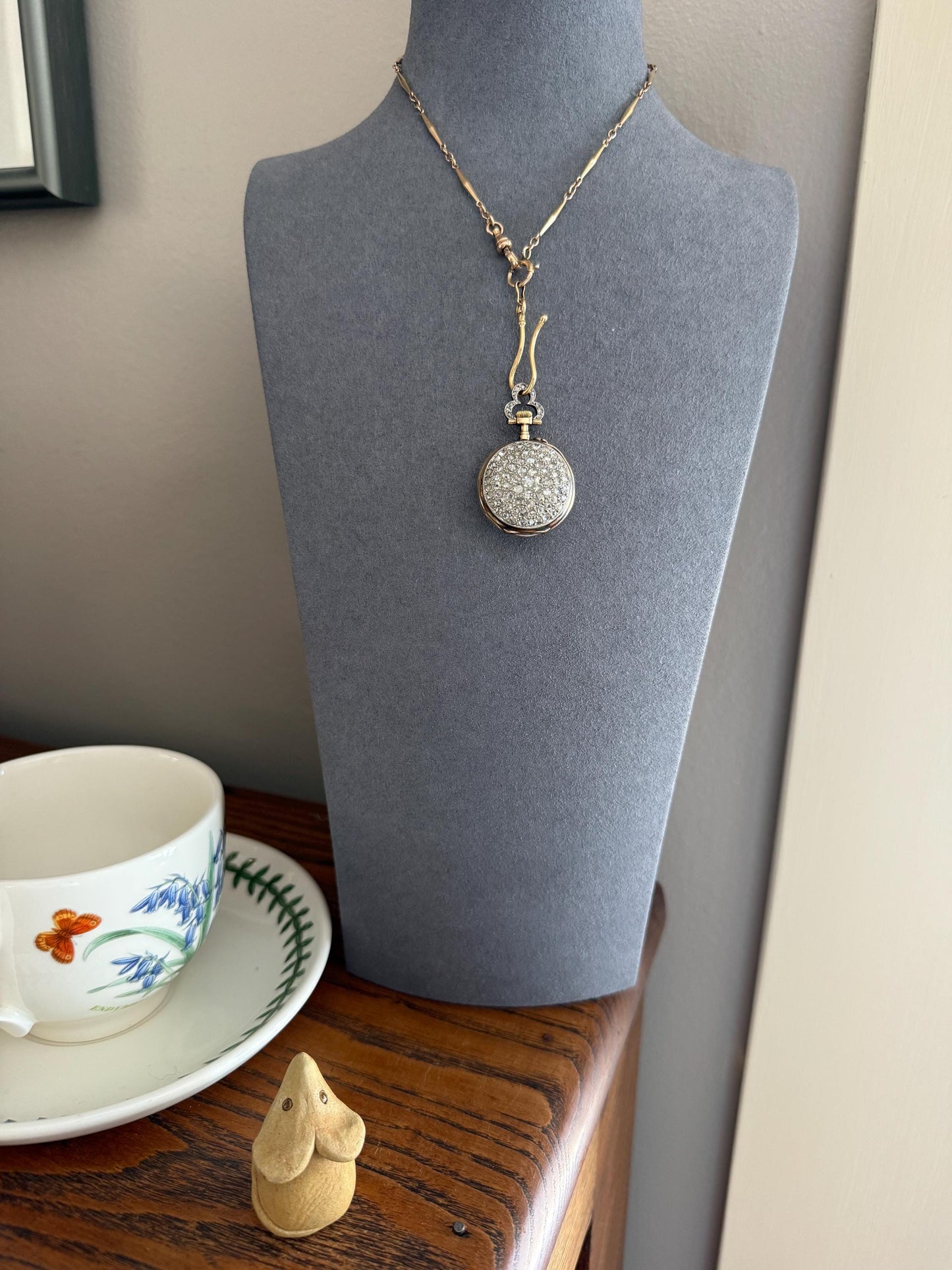 Sparkle Bomb ENTIRELY DIAMOND Encrusted French VICTORIAN Chunky Rose Cut Diamond Antique 18k Gold Silver Pocket Watch Case Pendant Locket