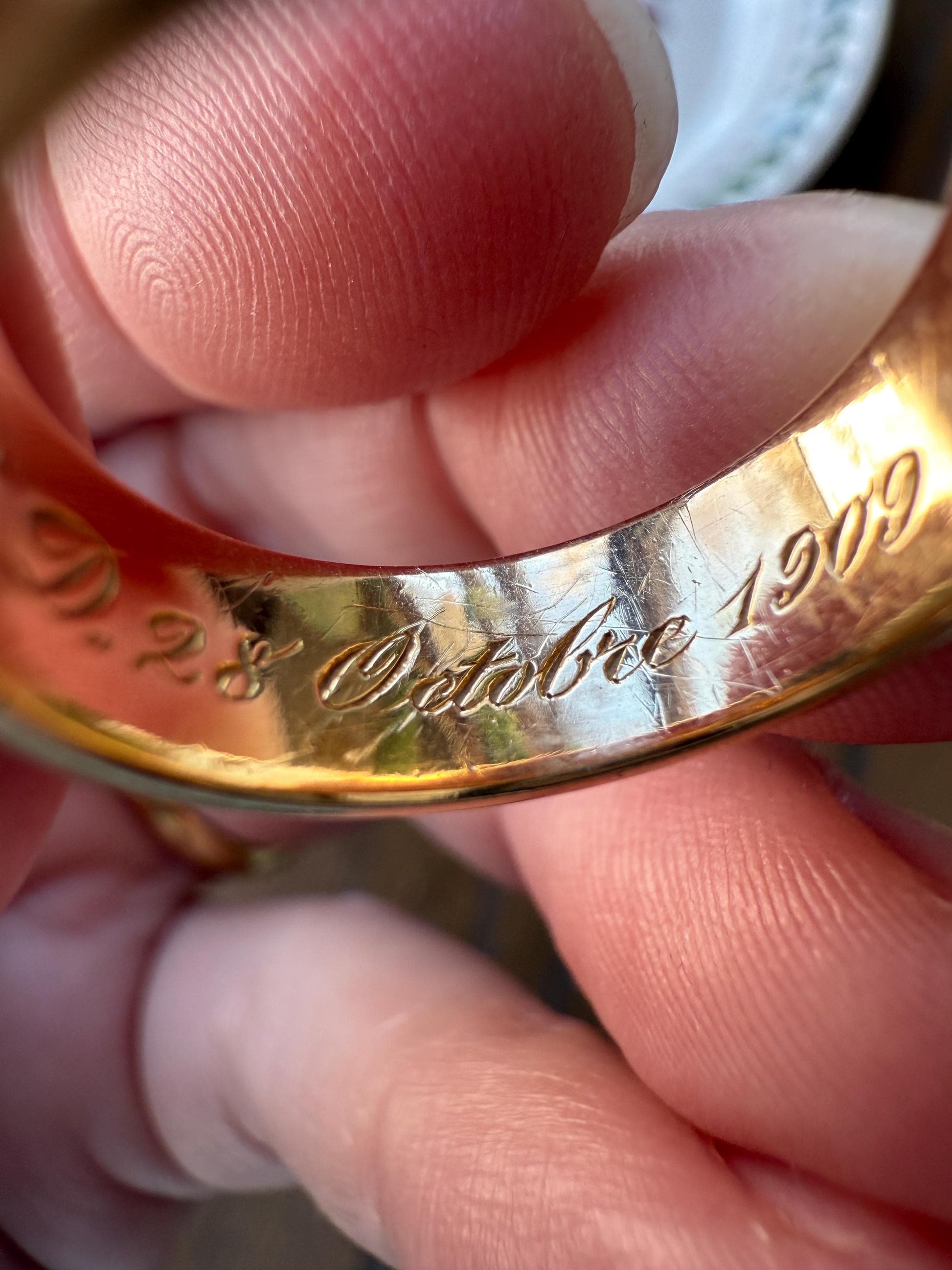Wish My Name Was ROBERT Antique DATED 1909 French Edwardian 14k Gold Solid Ornate Eternity 3D Monogram Cigar Band Name Ring