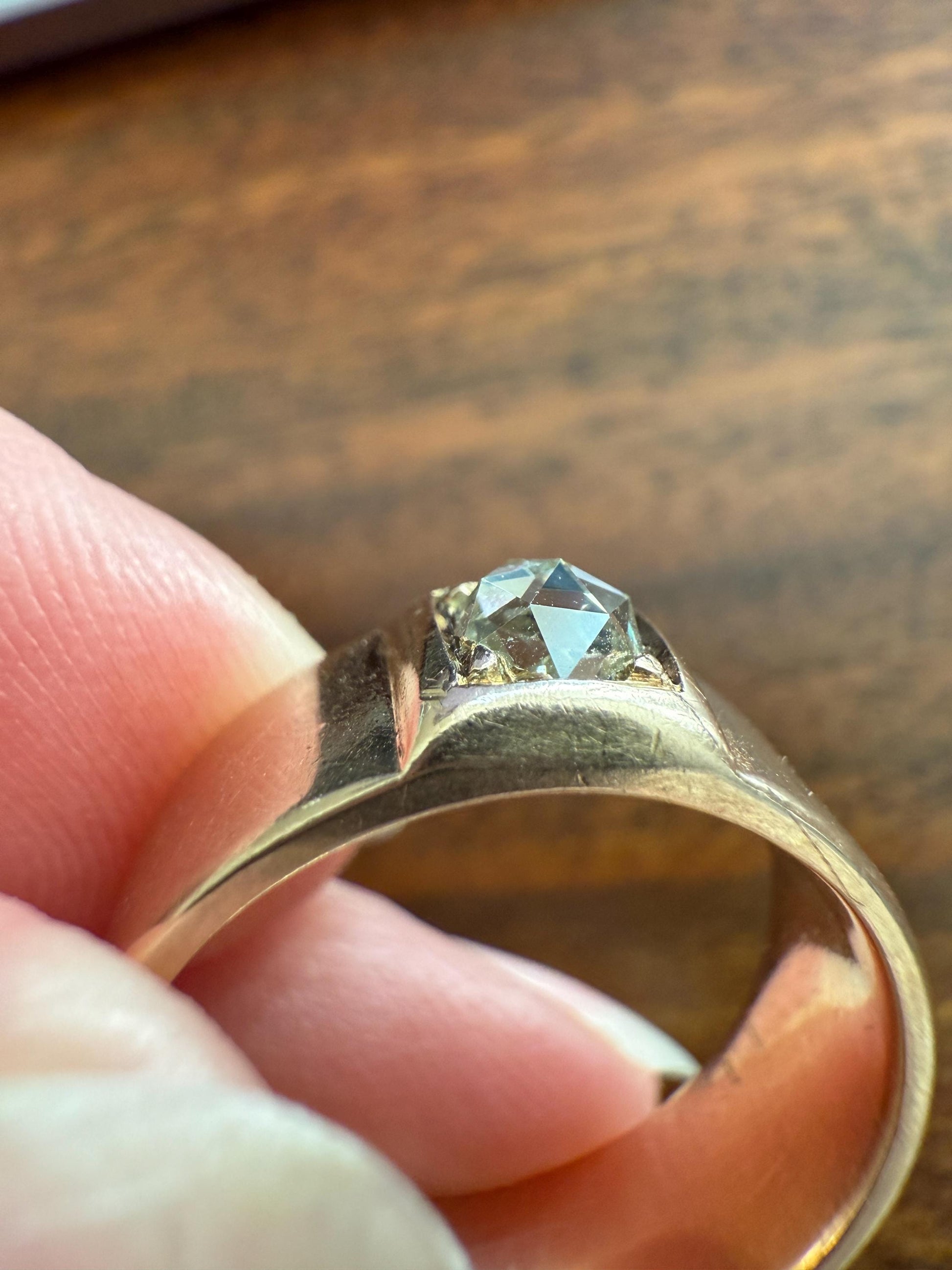 Antique Eye Clean Rose Cut DIAMOND French ViCTORIAN 7.3mm Wide Cigar Band Ring 7.3g 18k Gold Solid Stacker Chunky Belle Epoque Unisex