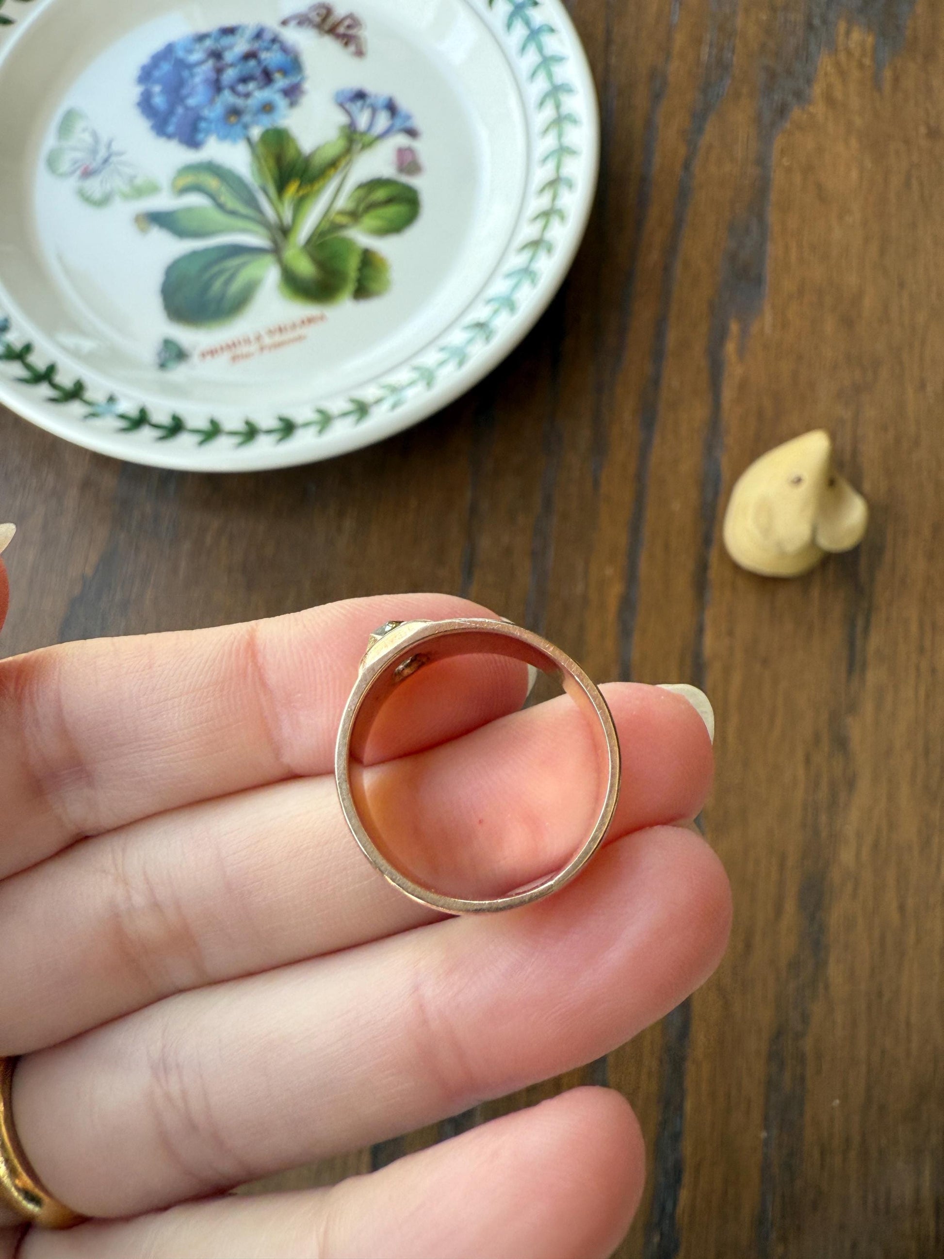 Antique Eye Clean Rose Cut DIAMOND French ViCTORIAN 7.3mm Wide Cigar Band Ring 7.3g 18k Gold Solid Stacker Chunky Belle Epoque Unisex