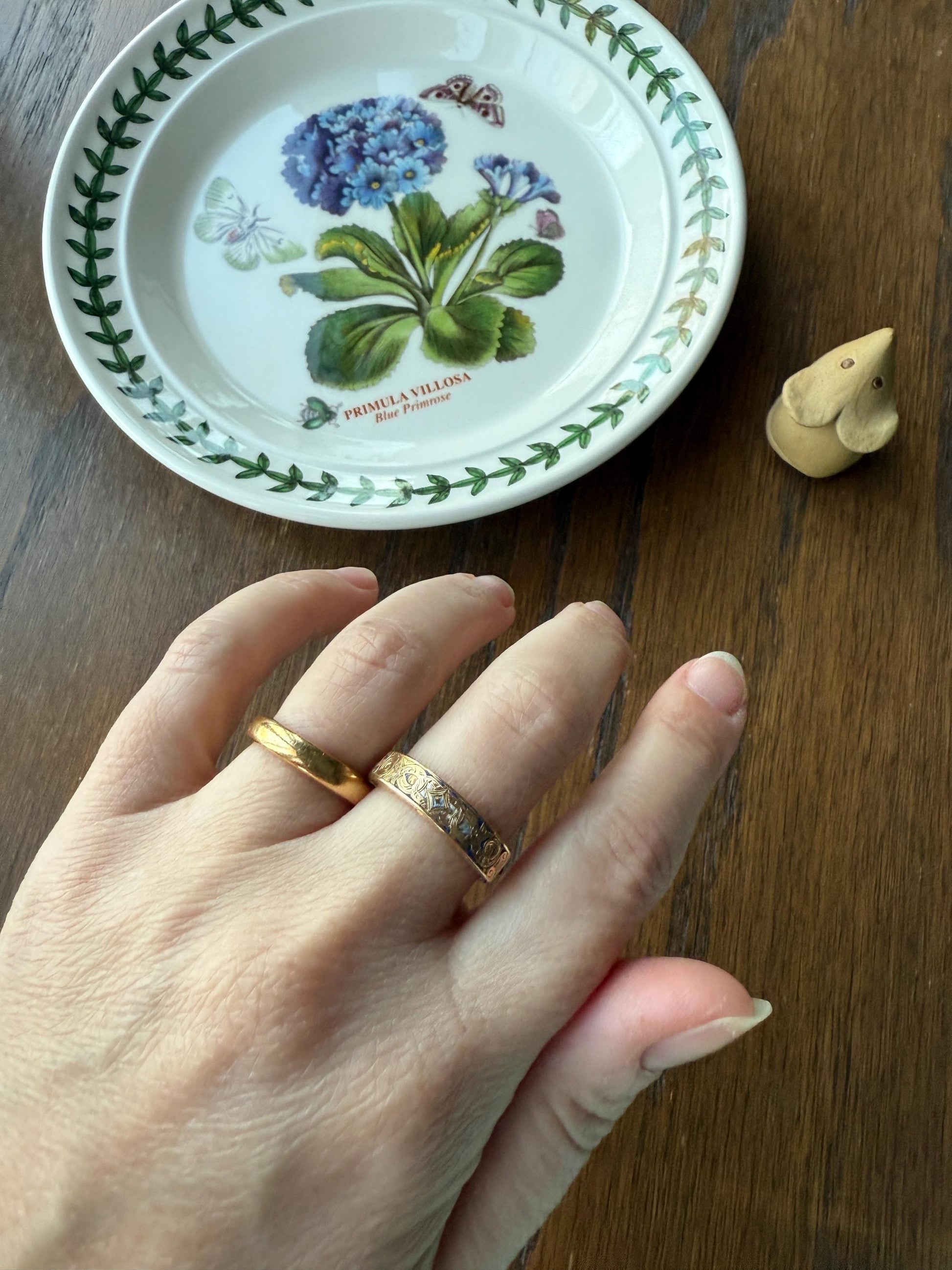 LOCKET RING 14k Gold Victorian Engraved Antique Opening Stacker Band Ornate Enamel Secret Hidden Compartment
