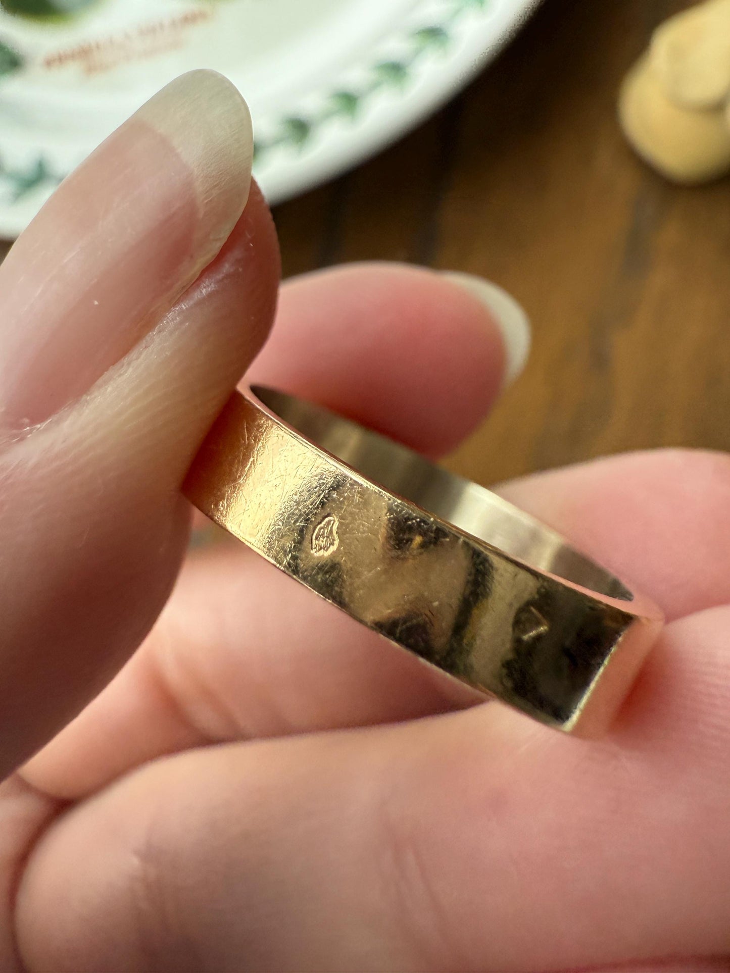 Vintage LETTER H Initial Signet Ring Chunky French 6.2g 18k Gold Geometric Linear Man Cigar Band Unisex Art Deco Antique