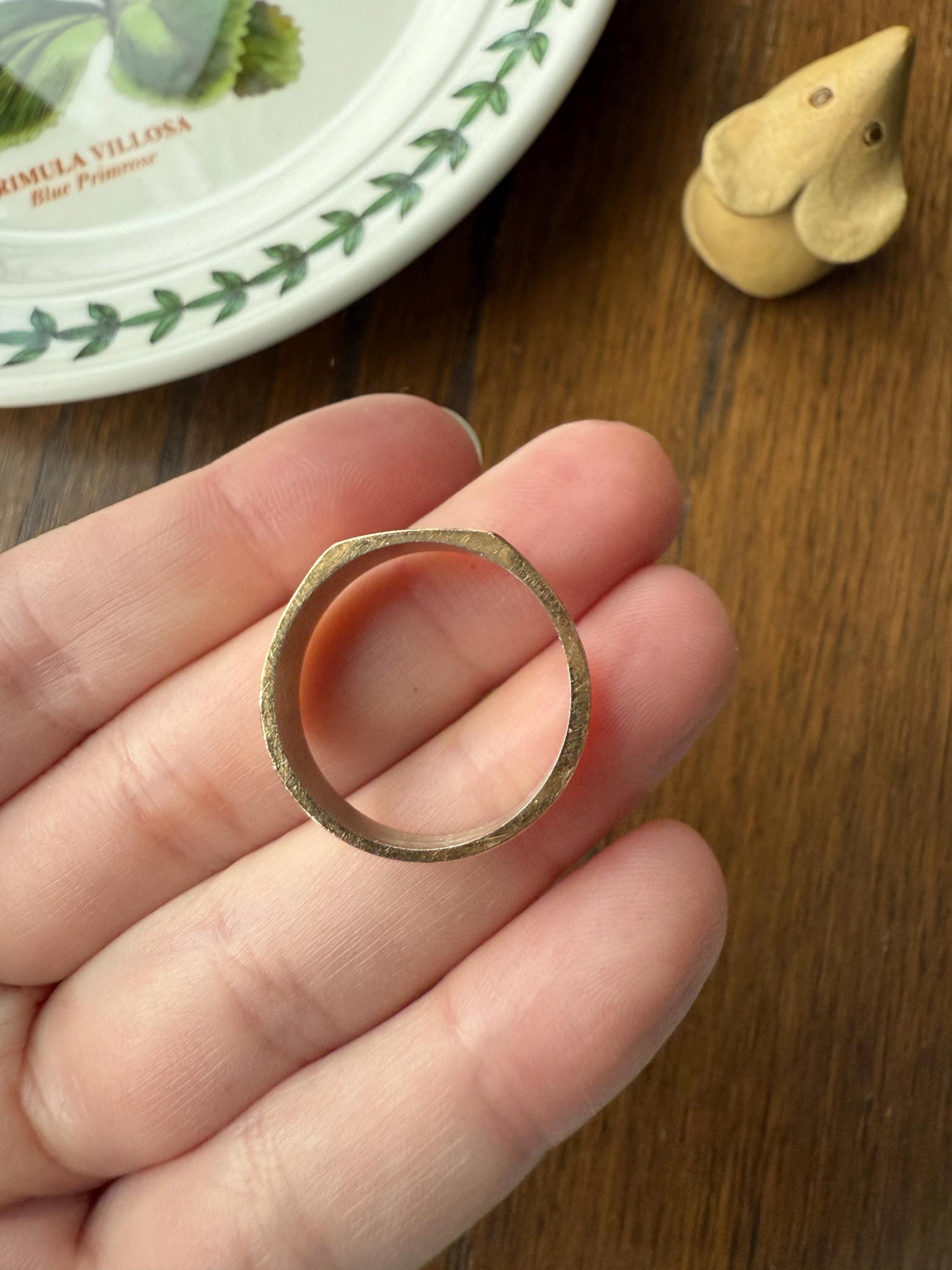 Vintage LETTER H Initial Signet Ring Chunky French 6.2g 18k Gold Geometric Linear Man Cigar Band Unisex Art Deco Antique