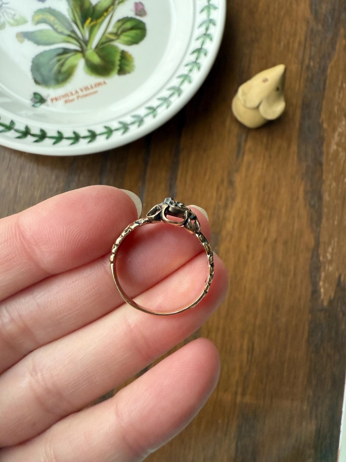 RARE 1700s Chiffre Triangle Rose Cut DIAMOND Ring French ANTiQUE Cobblestone Cluster Buttercup 18k Gold Fleur de Lis Victorian Band
