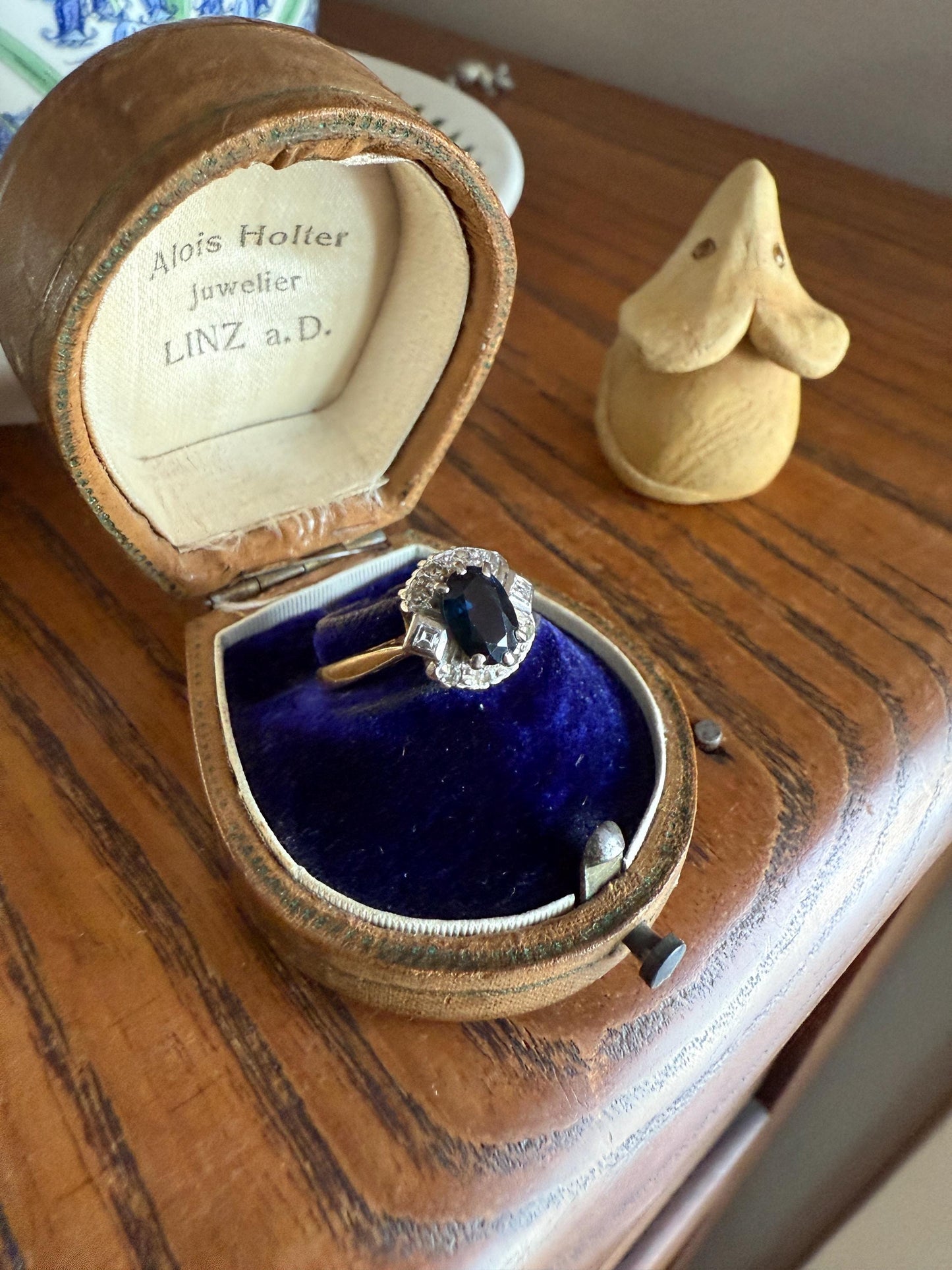 SAPPHIRE Natural Blue Green Single & Square Step Cut DIAMOND Halo Ring 18k Gold Platinum Vintage to Antique Art Deco Teal Gift Stacker
