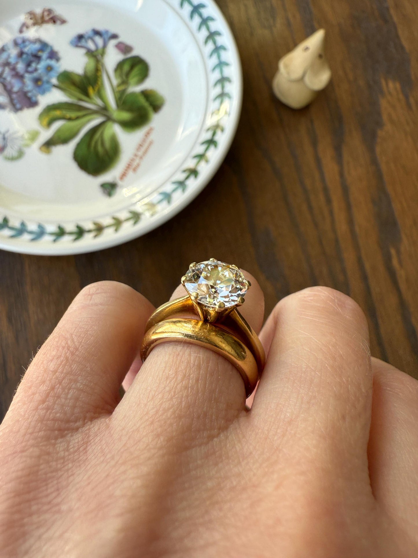 Exceptional Antique 2.6 CARAT Old European Cut DIAMOND Solitaire Engagement Ring 18k Gold Solid Yellow Tall Prong Setting Stacker