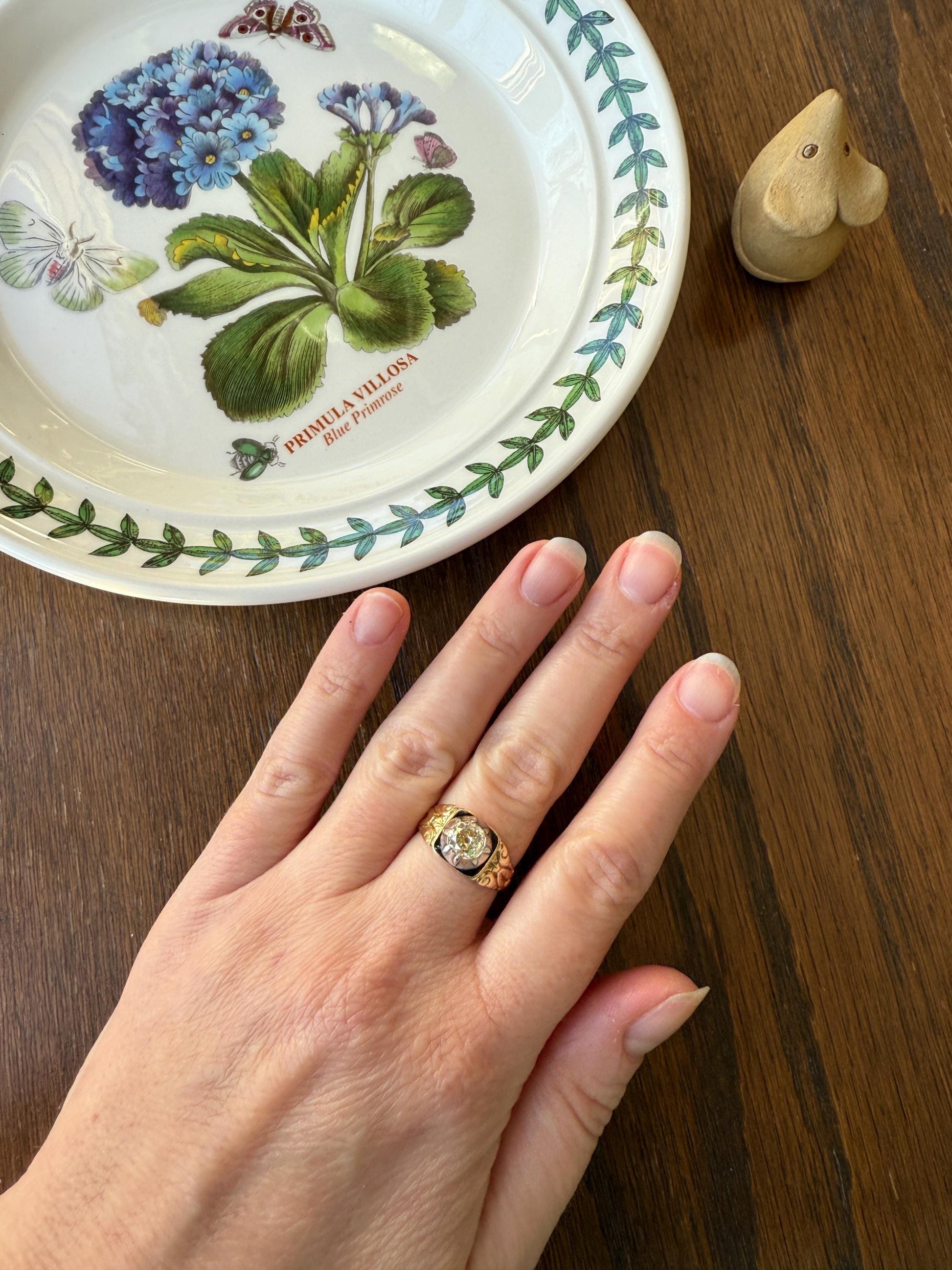 Chunky One Carat Old Mine Cut DIAMOND Solitaire Georgian to Early Victorian Open Back Antique 18k Gold Silver Collet Ornate Stacker OMC