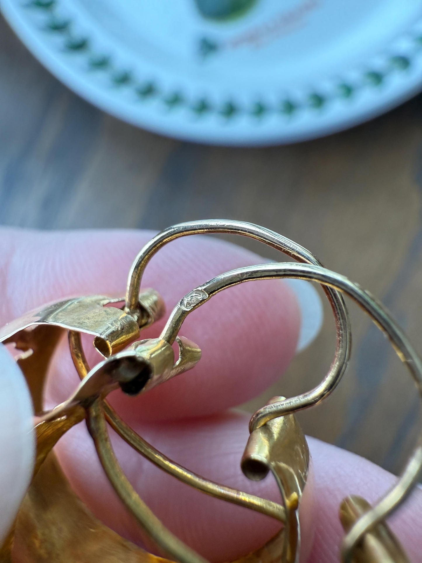 STAR Large Cutout Figural Creole Hoop Earrings French 18k Gold Vintage Chunky Retro Celestial