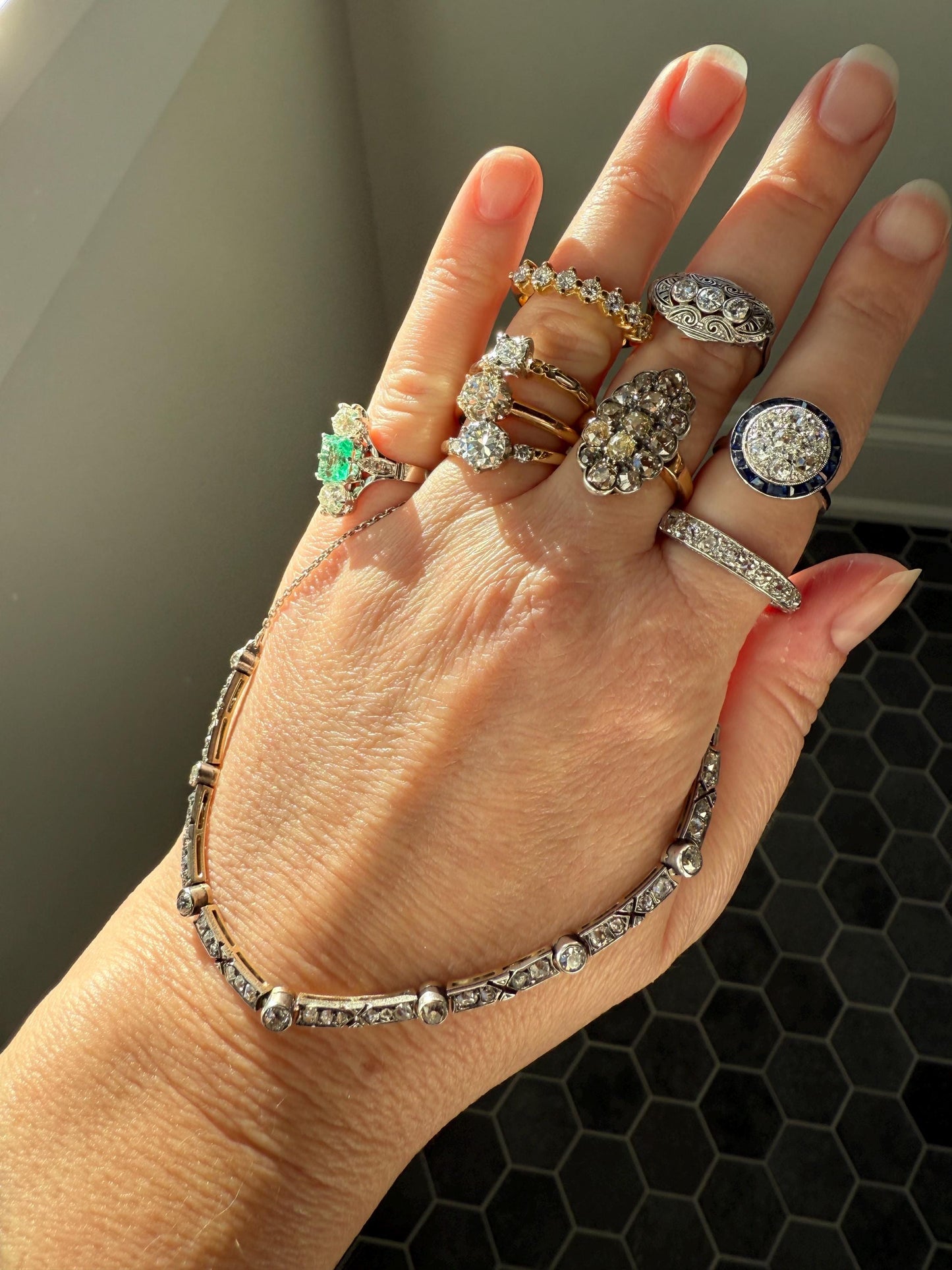 FORGET Me NOT Floral Sweetie Antique Old European Cut Diamond Solitaire Engagement Wedding Ring Stacker Band 14k Gold JR Wood Art Deco