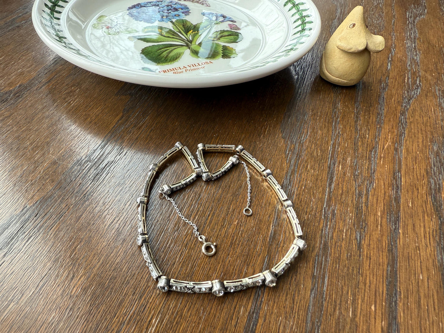 Antique 5 CARATS Old Mine Rose Cut DIAMOND Almost Riviera NECKLACE Choker Chain French 18k Gold Silver Bar Bezel Edwardian Art Deco Collar