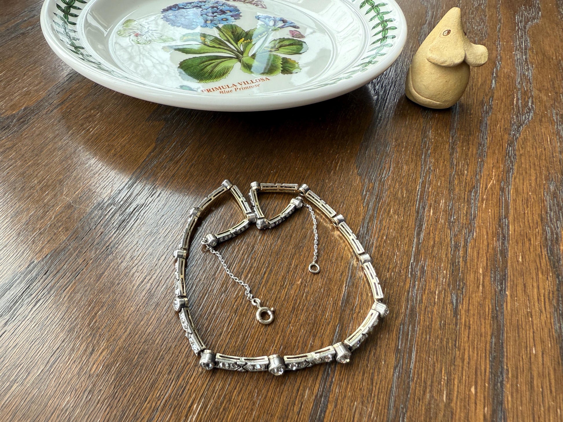 Antique 5 CARATS Old Mine Rose Cut DIAMOND Almost Riviera NECKLACE Choker Chain French 18k Gold Silver Bar Bezel Edwardian Art Deco Collar