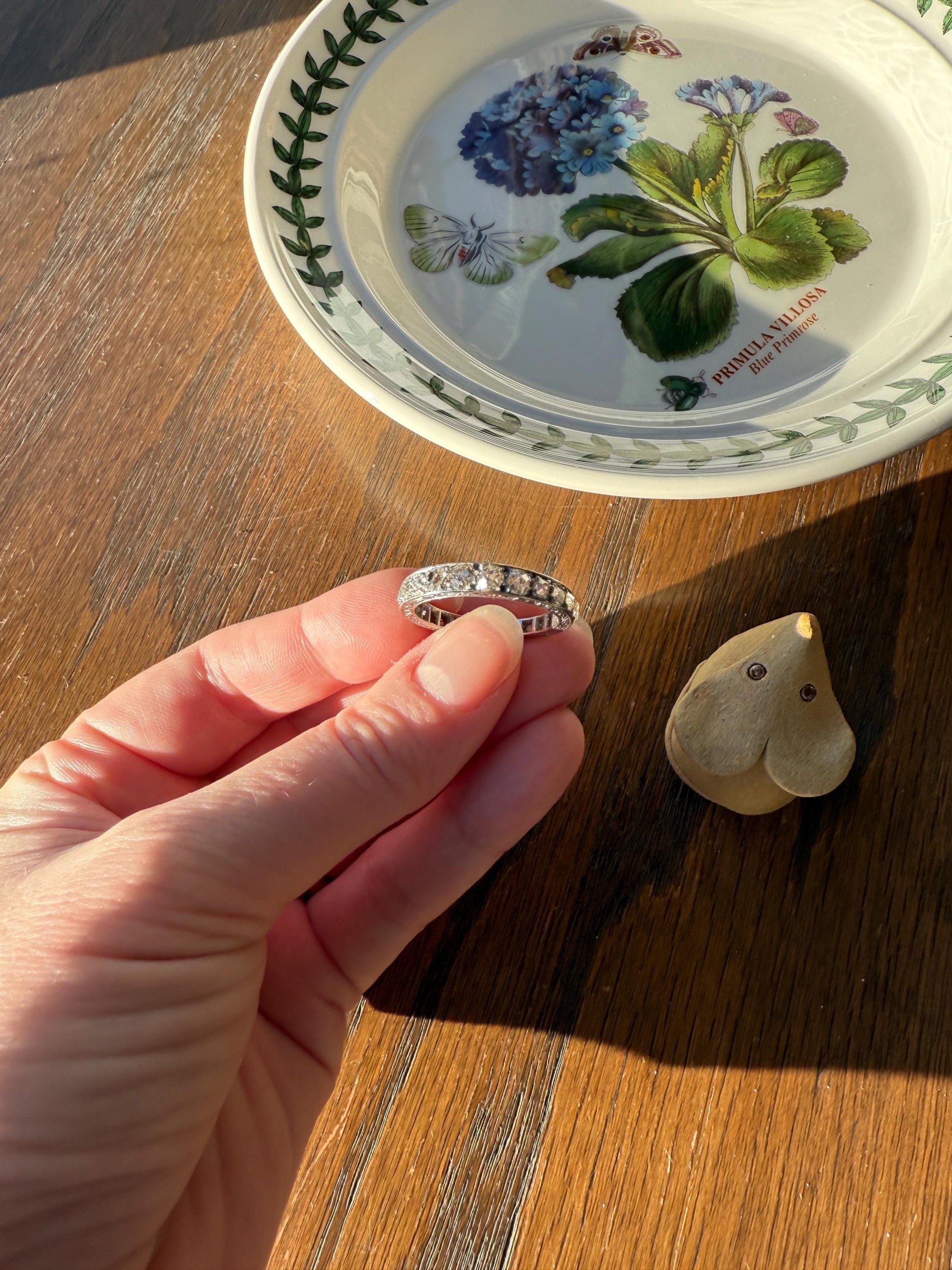 ANTIQUE 2.1 Carats Tapered 25 Old Mine Cut DIAMOND Full Eternity Band PLATINUM Ring Wedding Stacker Romantic Gift Edwardian Unisex Large Sz