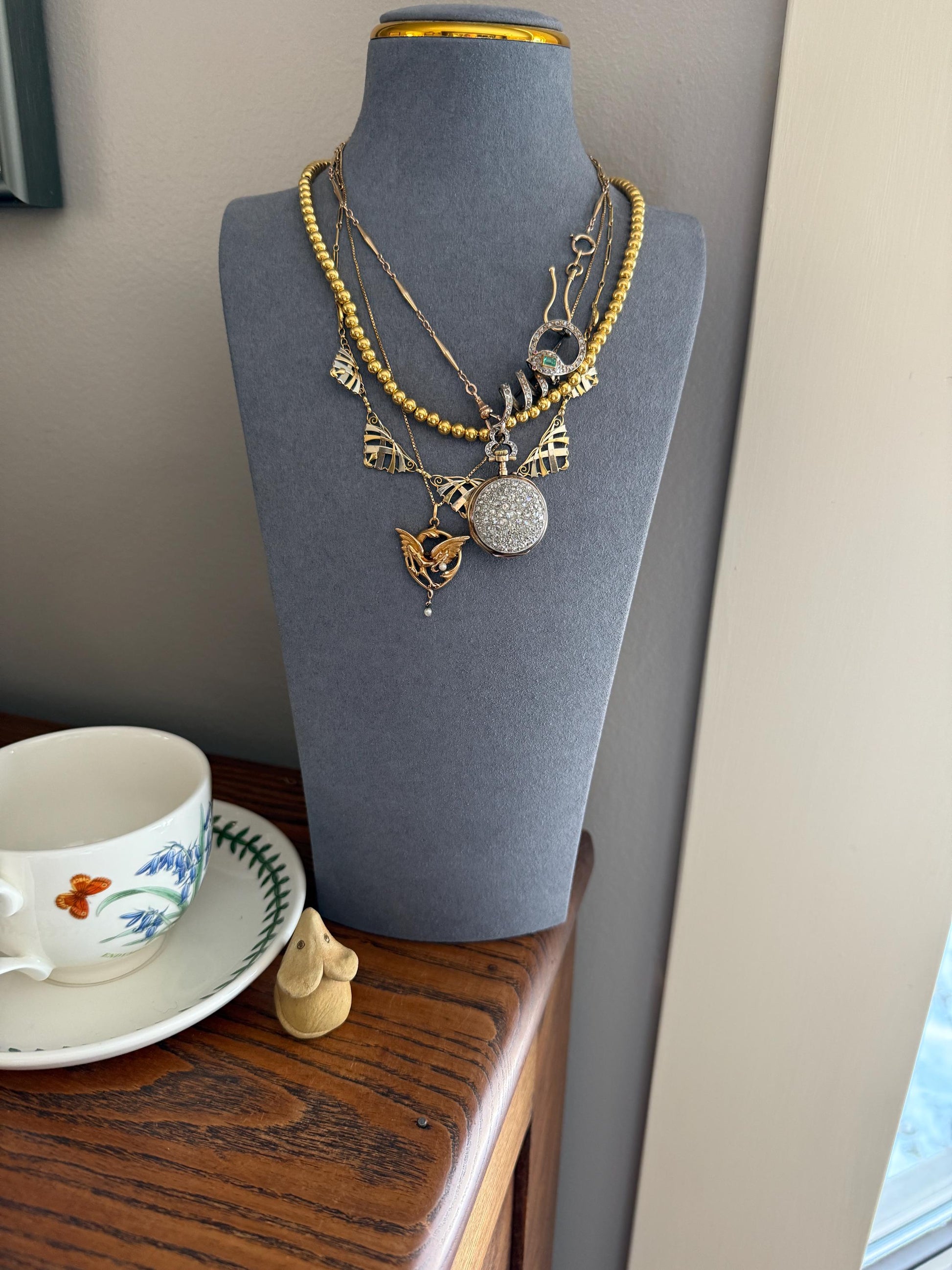 Uniform French Vintage 10.2g 18k GOLD Pearl Solid Traditional Marseille Chain Necklace Smaller Beads 18" Collar Neckmess Staple