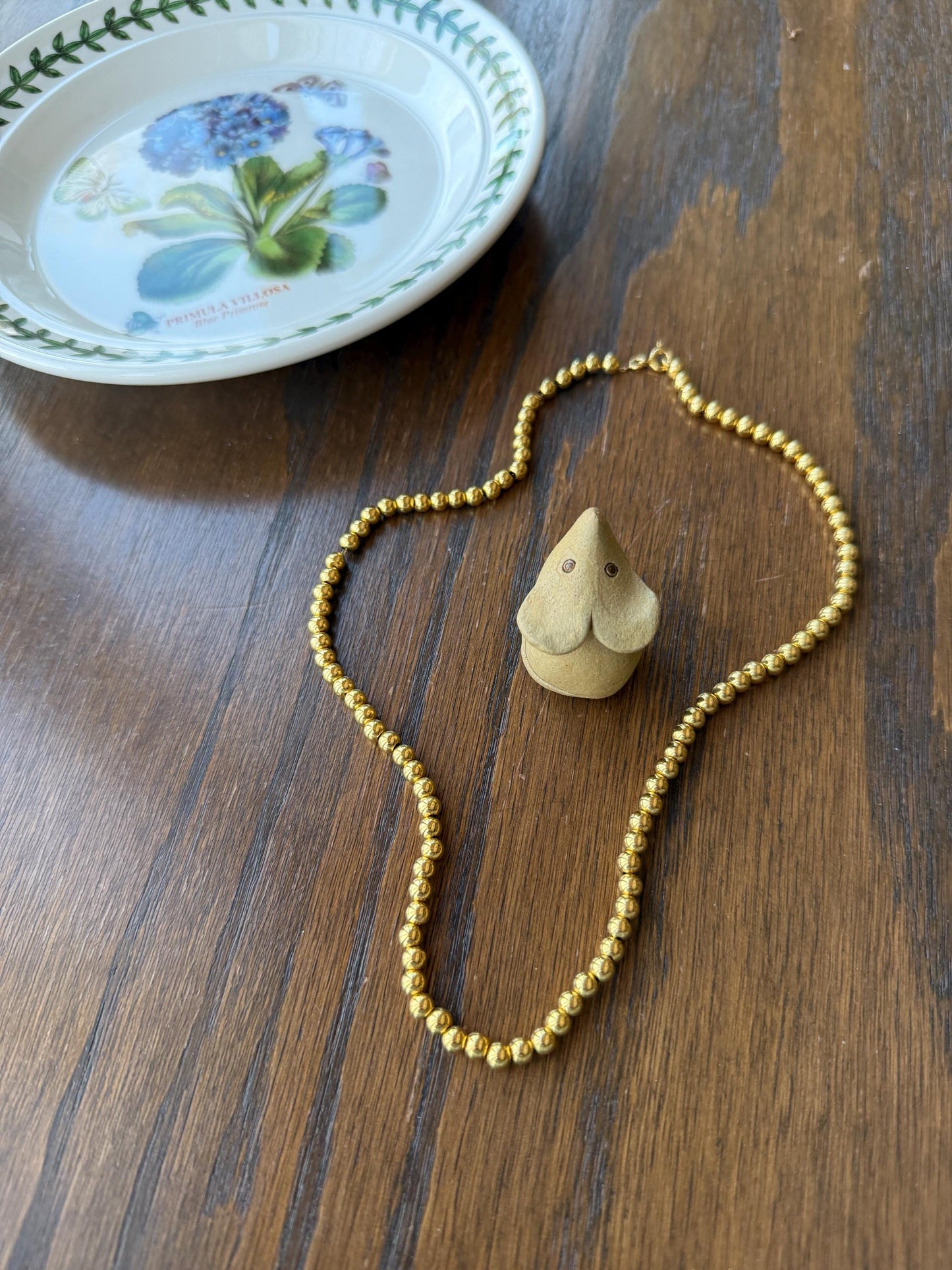 Uniform French Vintage 10.2g 18k GOLD Pearl Solid Traditional Marseille Chain Necklace Smaller Beads 18" Collar Neckmess Staple