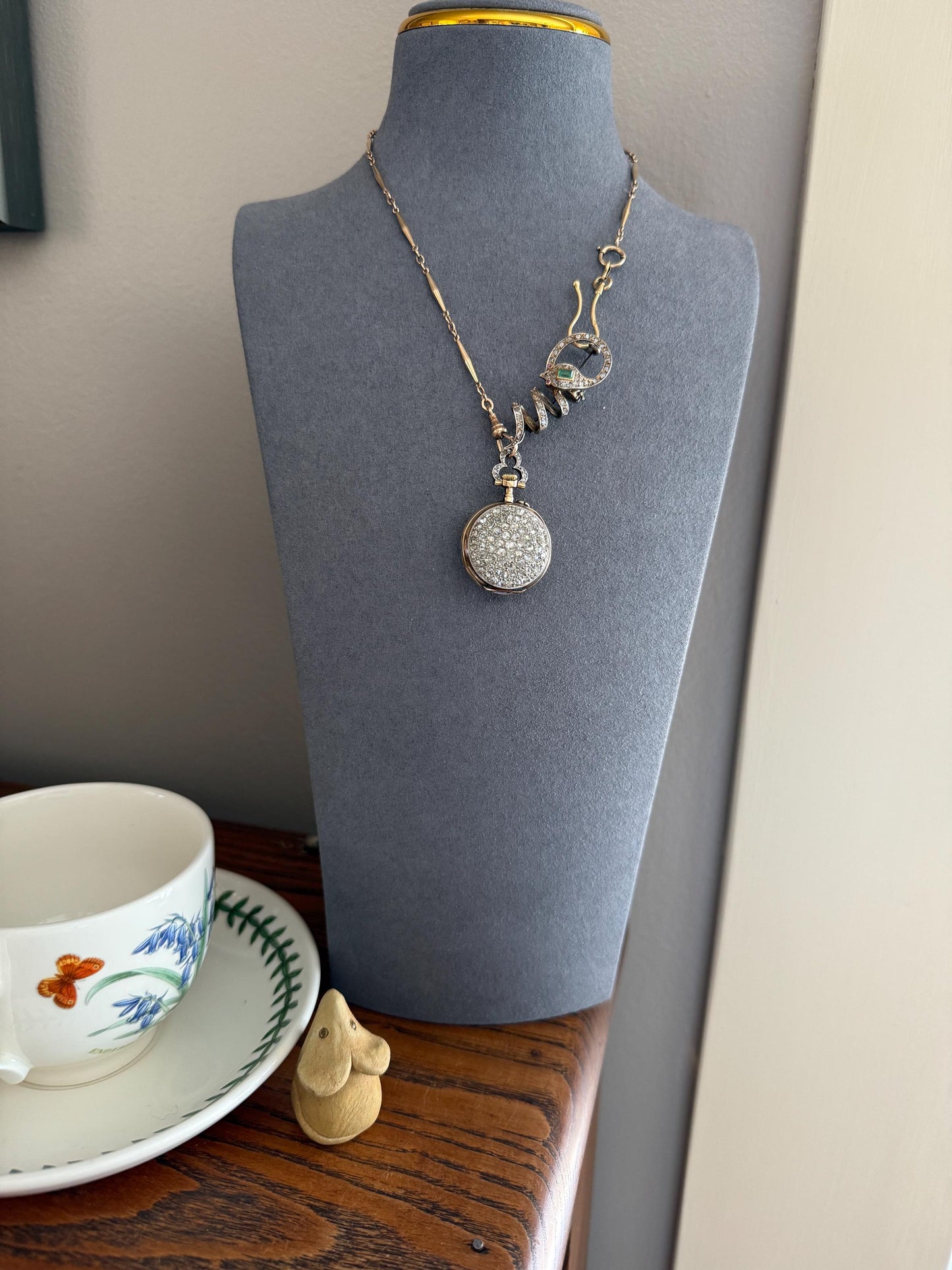 Sparkle Bomb ENTIRELY DIAMOND Encrusted French VICTORIAN Chunky Rose Cut Diamond Antique 18k Gold Silver Pocket Watch Case Pendant Locket