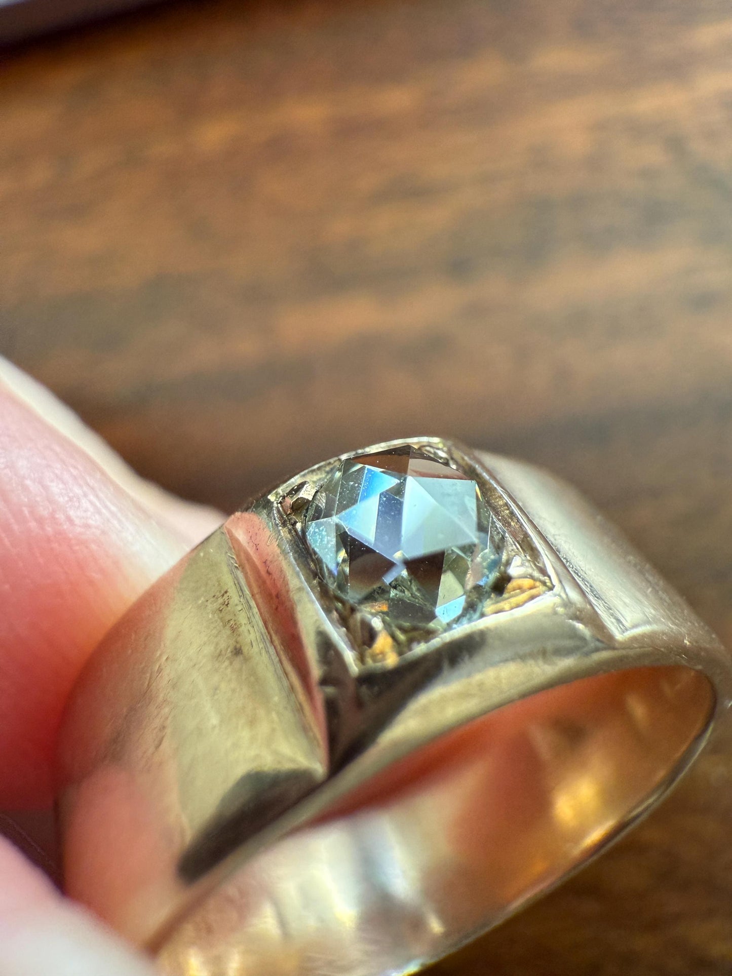 Antique Eye Clean Rose Cut DIAMOND French ViCTORIAN 7.3mm Wide Cigar Band Ring 7.3g 18k Gold Solid Stacker Chunky Belle Epoque Unisex