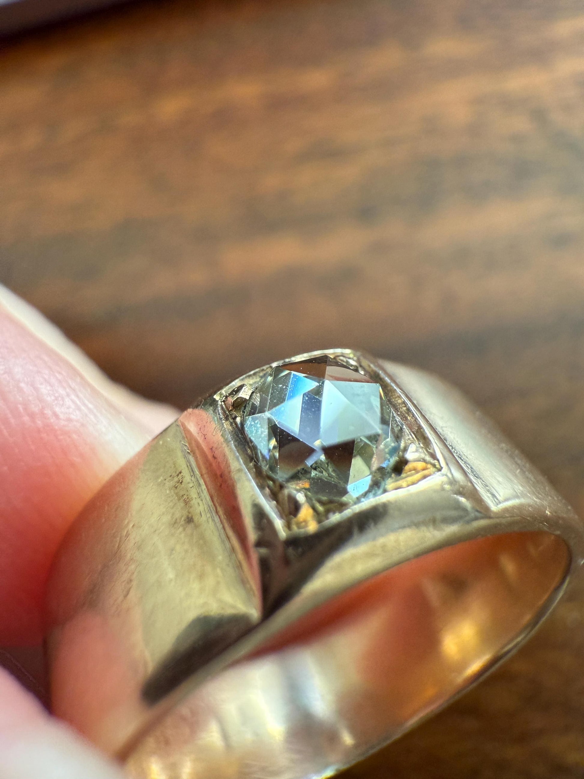 Antique Eye Clean Rose Cut DIAMOND French ViCTORIAN 7.3mm Wide Cigar Band Ring 7.3g 18k Gold Solid Stacker Chunky Belle Epoque Unisex