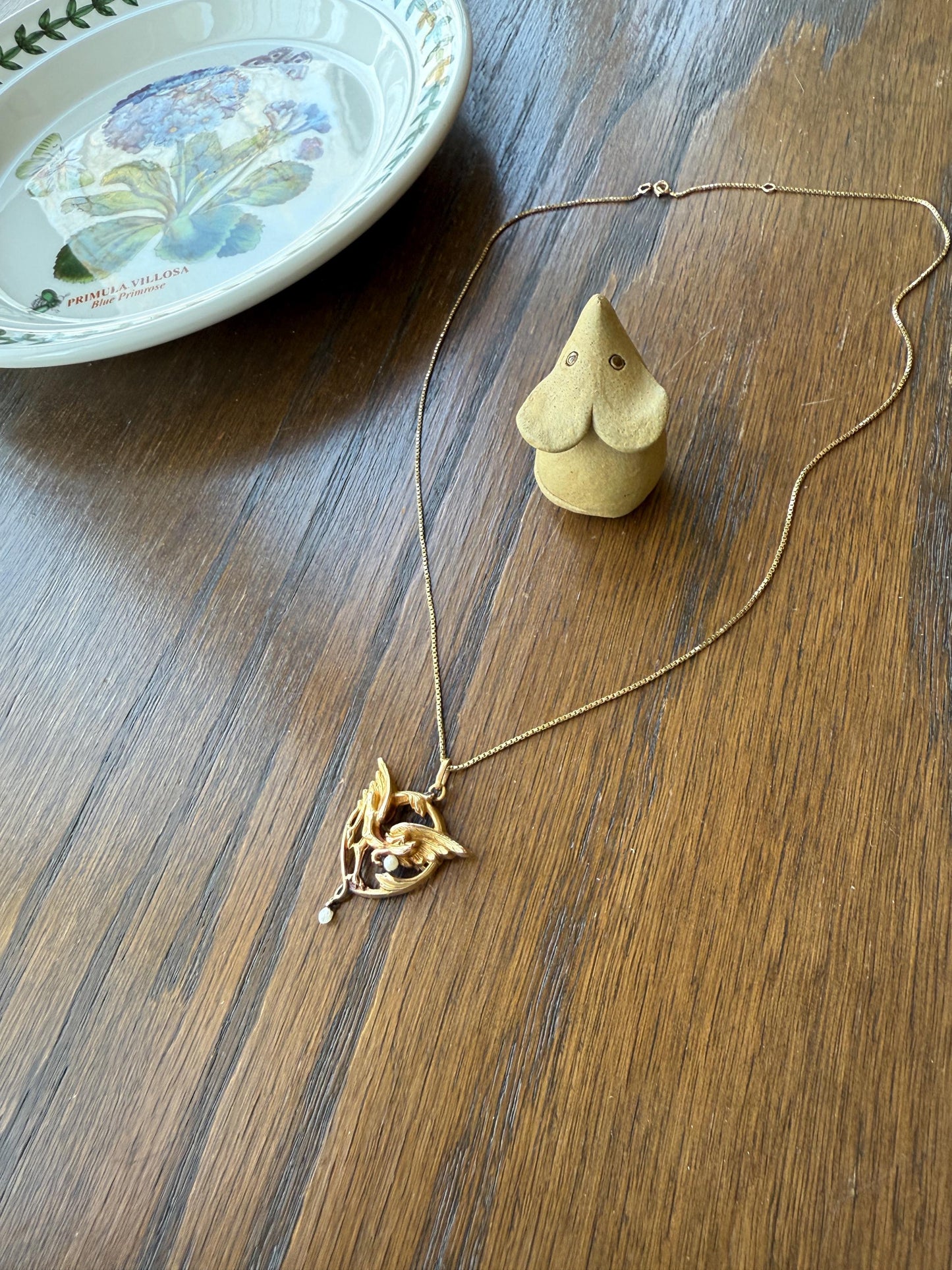 FRENCH Antique 18k Gold DRAGON Pendant on Chain Necklace Solid Chimera Griffin Winged Beast FIGURAL Pearl Victorian Belle Epoque Lifelike